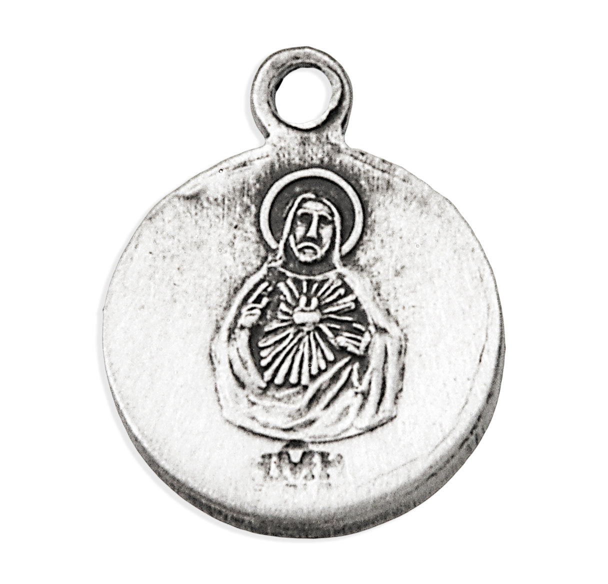 Sterling Silver Scapular Sacred Heart of Jesus Medal Pendant with Chain | .925 Silver