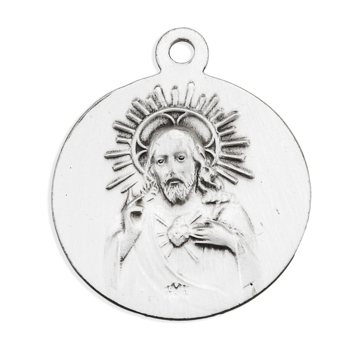 Immaculate Heart of Mary Round Sterling Silver Medal Pendant with Chain | .925 Silver