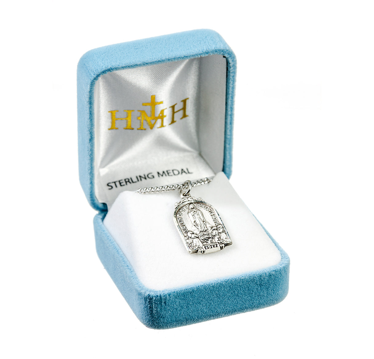 Sterling Silver Our Lady Of Fatima Arch Medal Pendant with Chain | .925 Silver