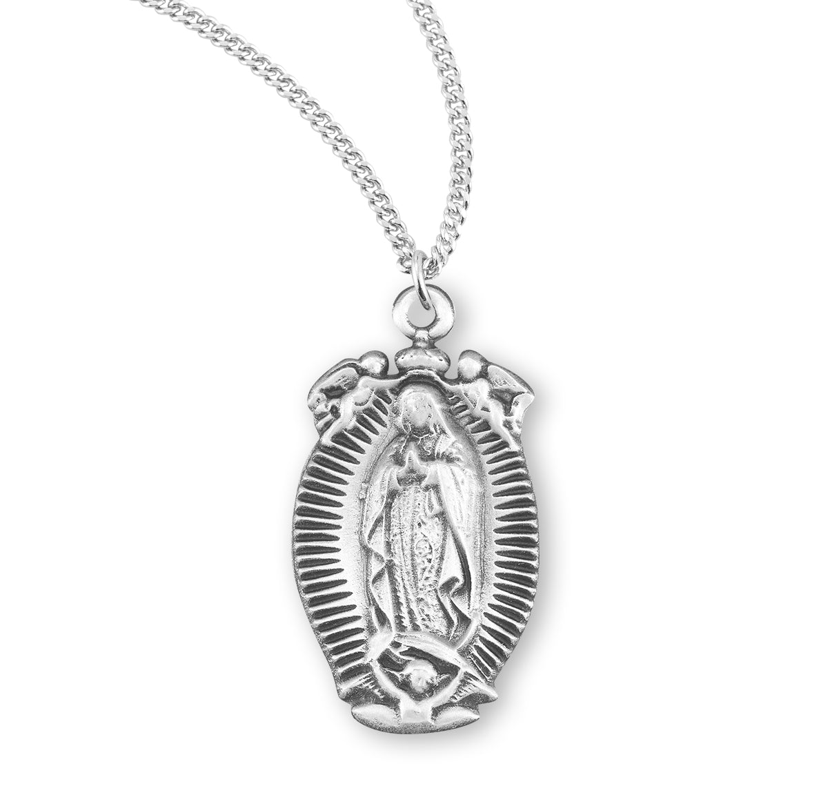 Our Lady of Guadalupe Sterling Silver Medal Pendant with Chain | .925 Silver