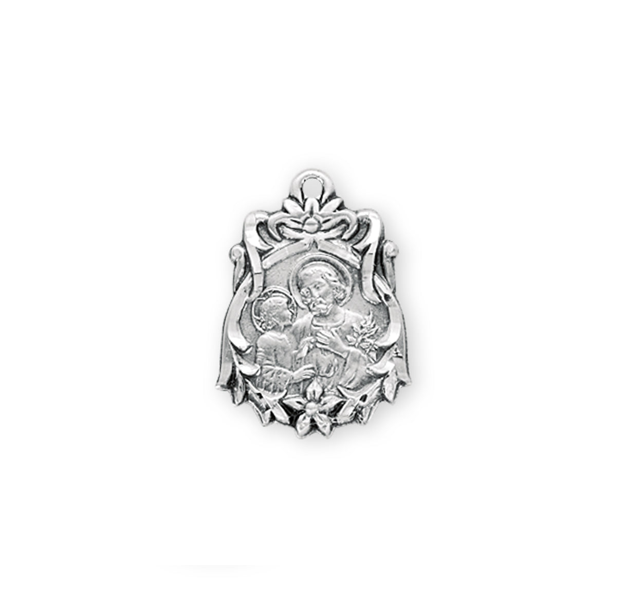 Sterling Silver Saint Joseph Medal Pendant with Chain | .925 Silver