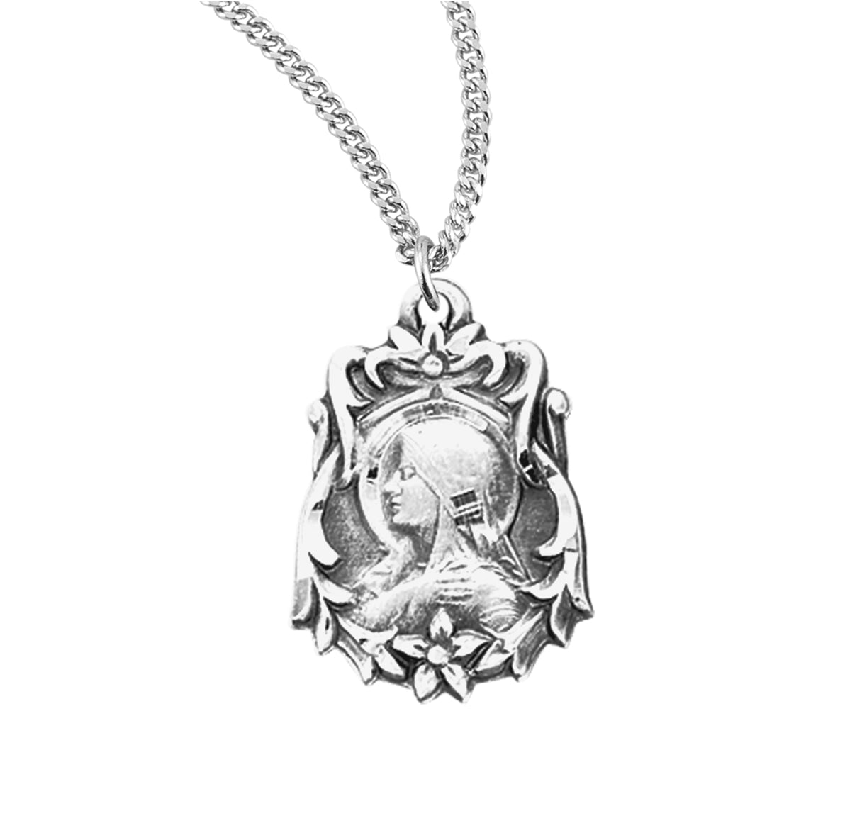 Our Lady of Sorrows Sterling Silver Medal Pendant with Chain | .925 Silver
