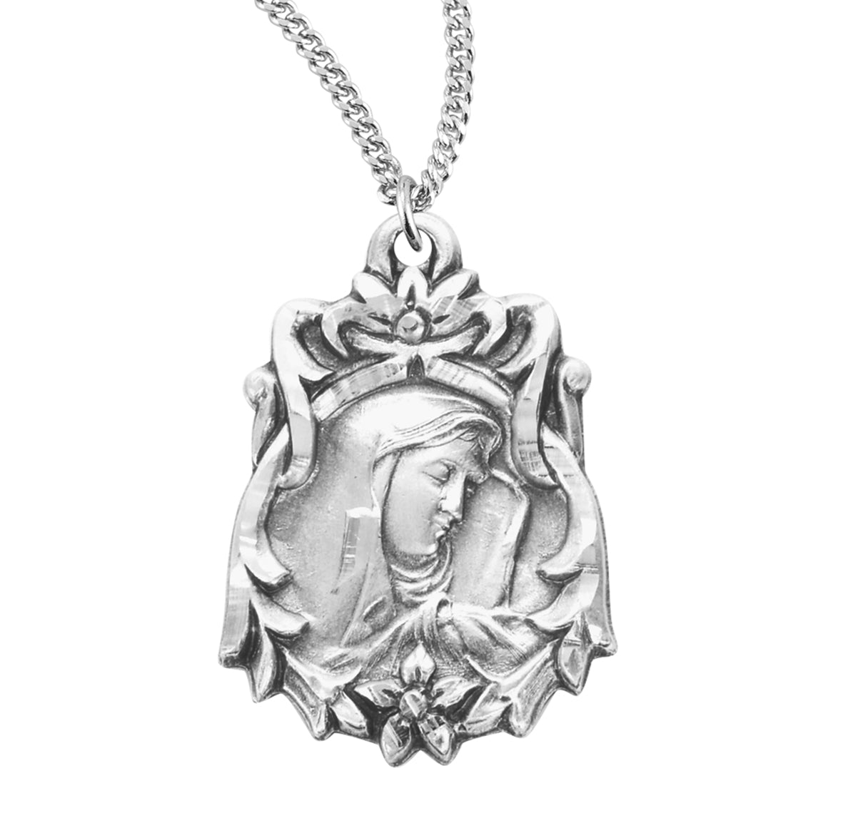Our Lady of Sorrows Sterling Silver Medal Pendant with Chain | .925 Silver
