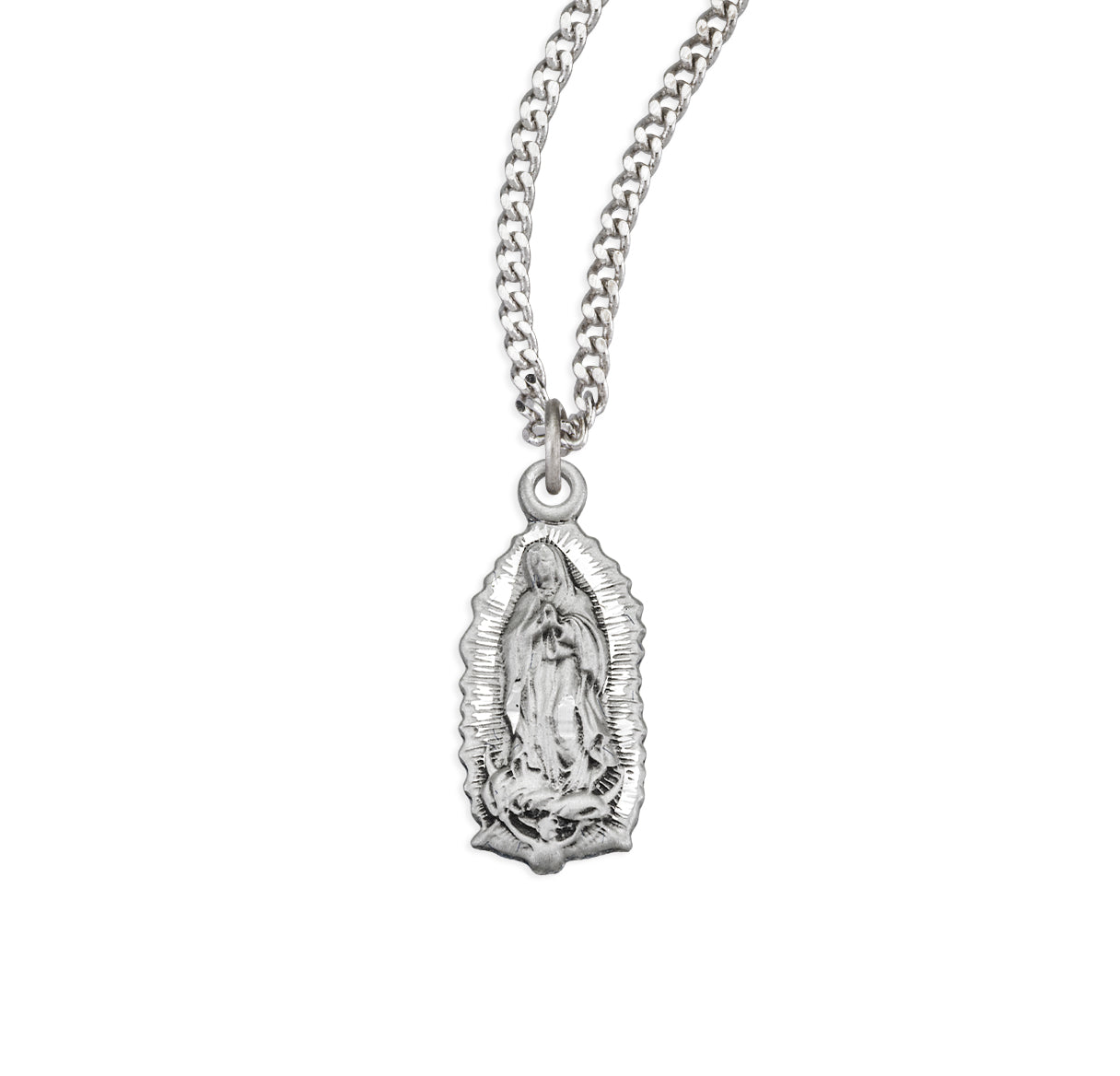 Our Lady of Guadalupe Sterling Silver Medal Pendant with Chain | .925 Silver