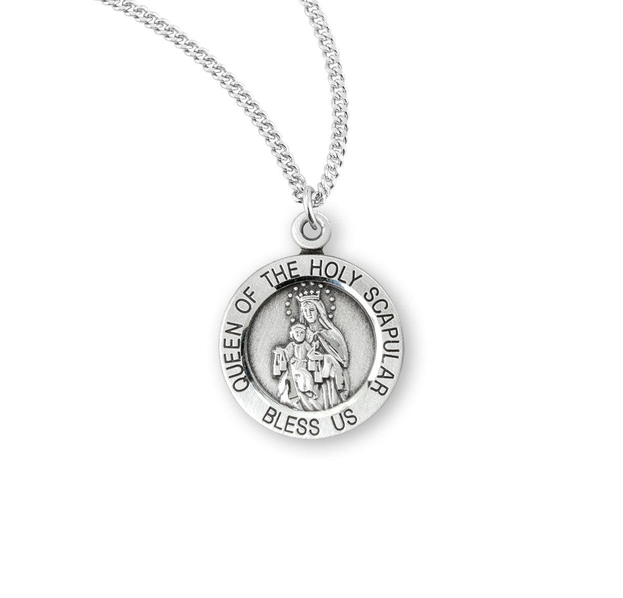 Sterling Silver Holy Scapular Medal Pendant with Chain | .925 Silver