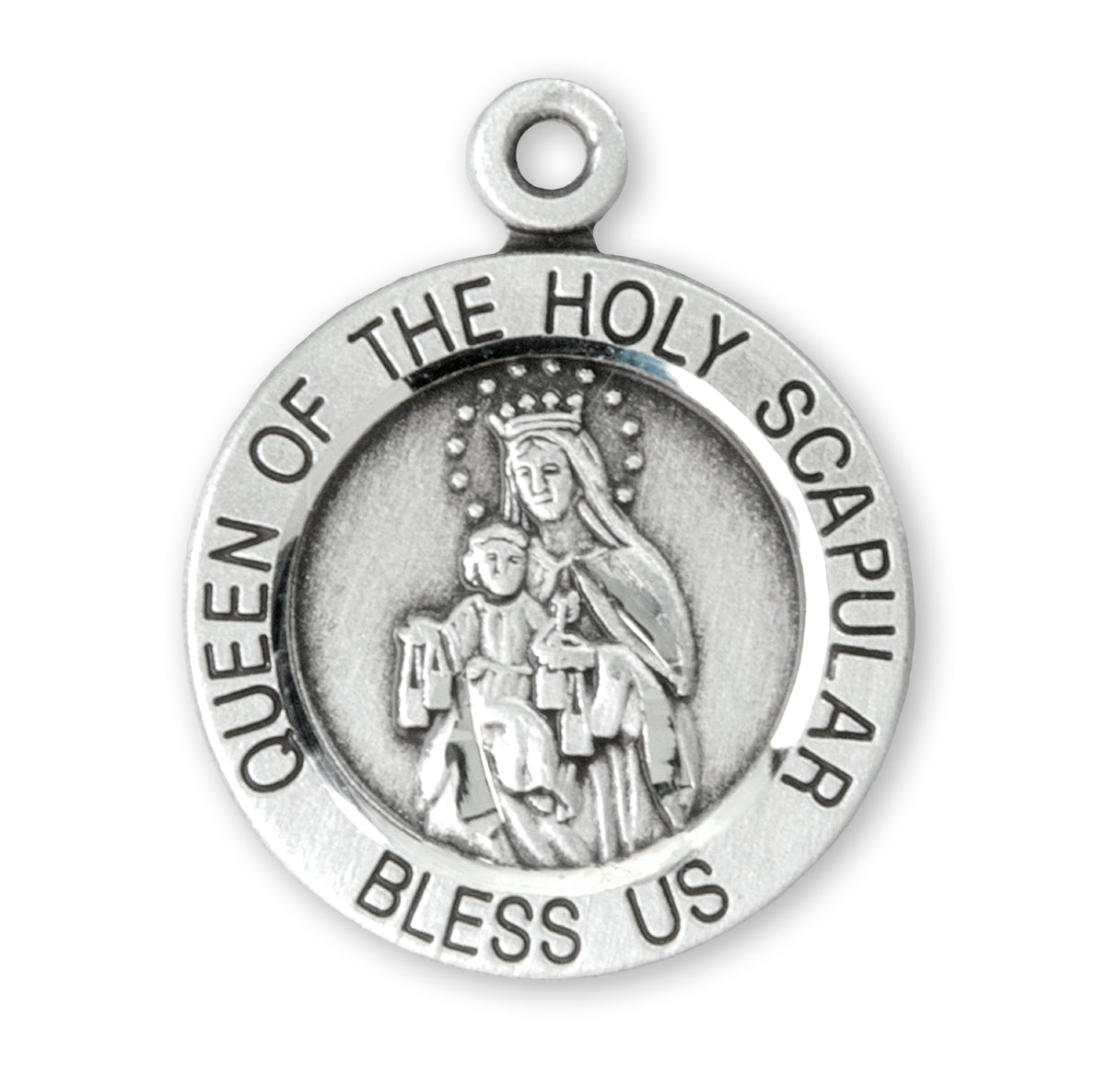 Sterling Silver Holy Scapular Medal Pendant with Chain | .925 Silver