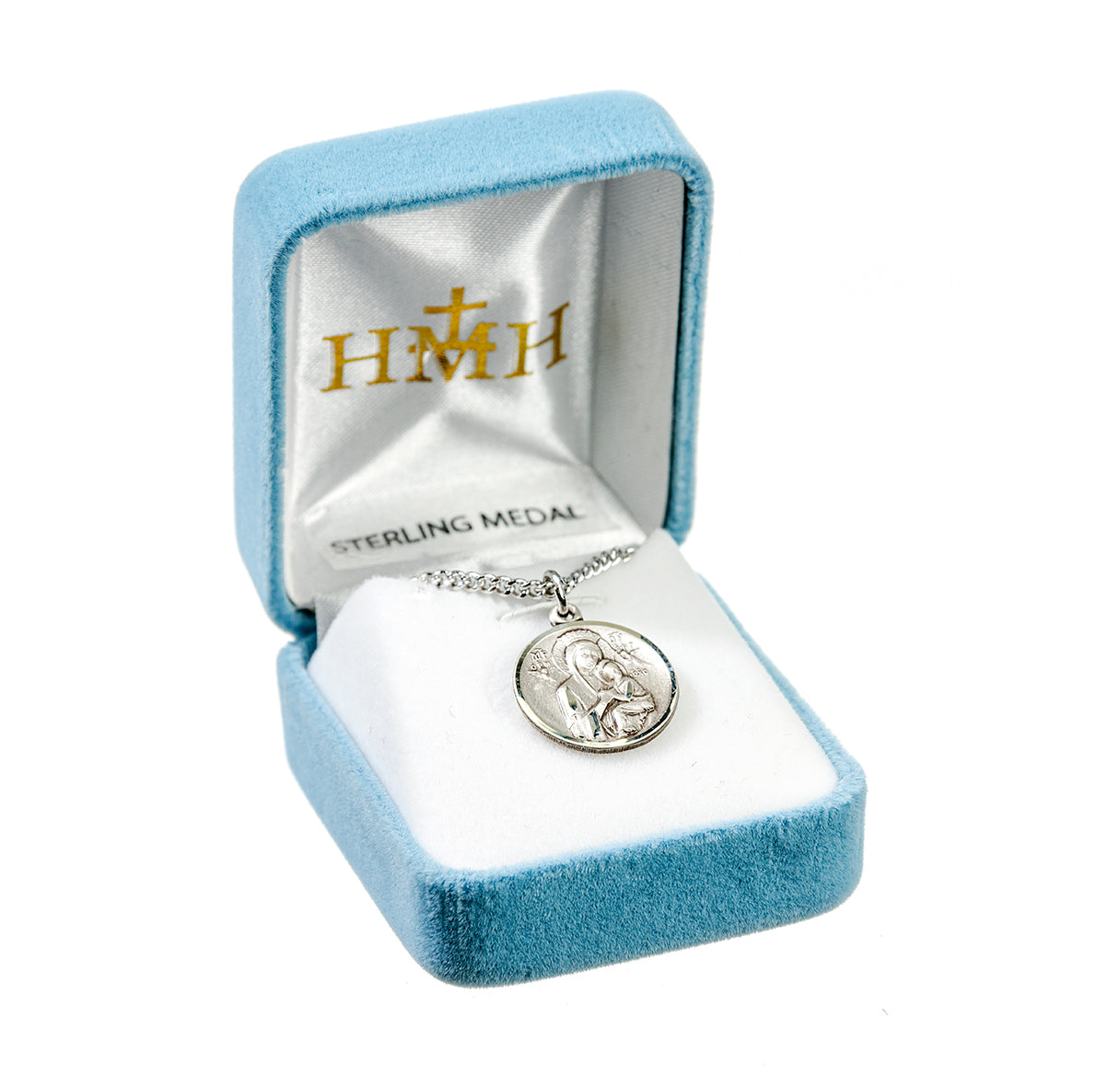 Our Lady of Perpetual Help Round Sterling Silver Medal Pendant with Chain | .925 Silver