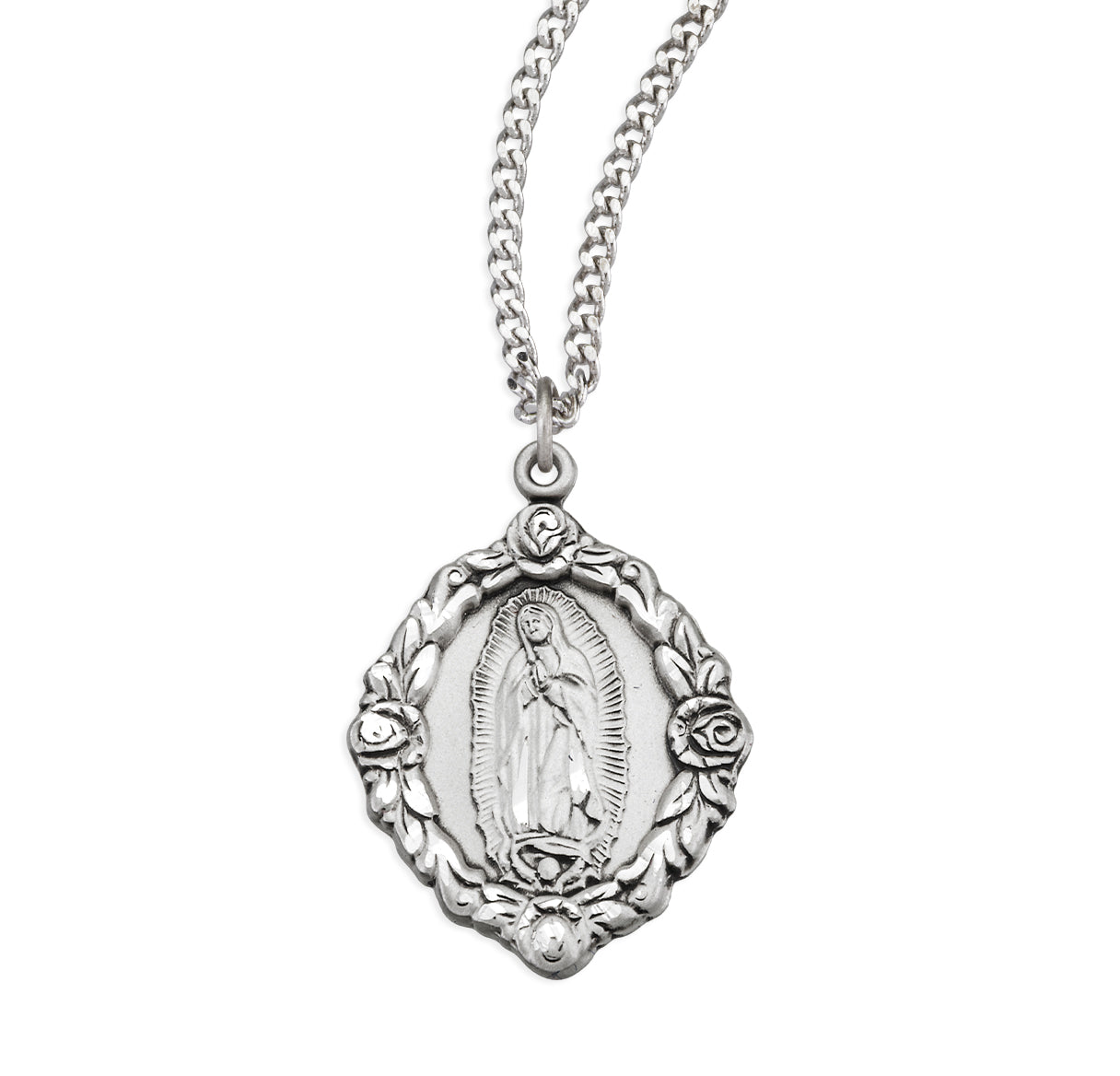 Our Lady of Guadalupe Sterling Silver Medal Pendant with Chain | .925 Silver