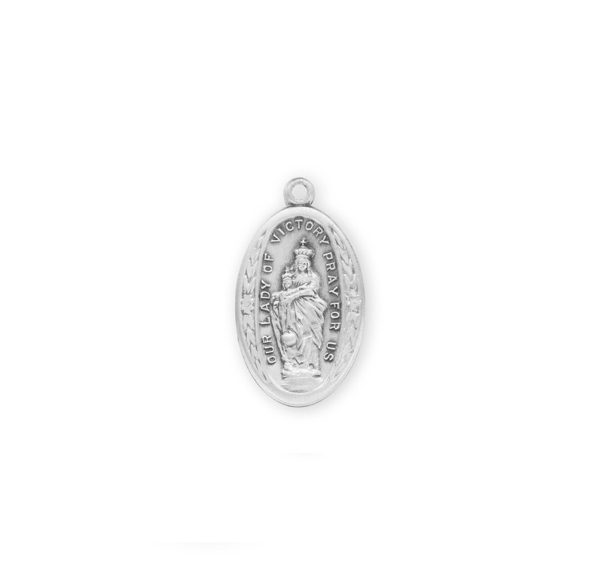 Our Lady of Victory Sterling Silver Medal Pendant with Chain | .925 Silver