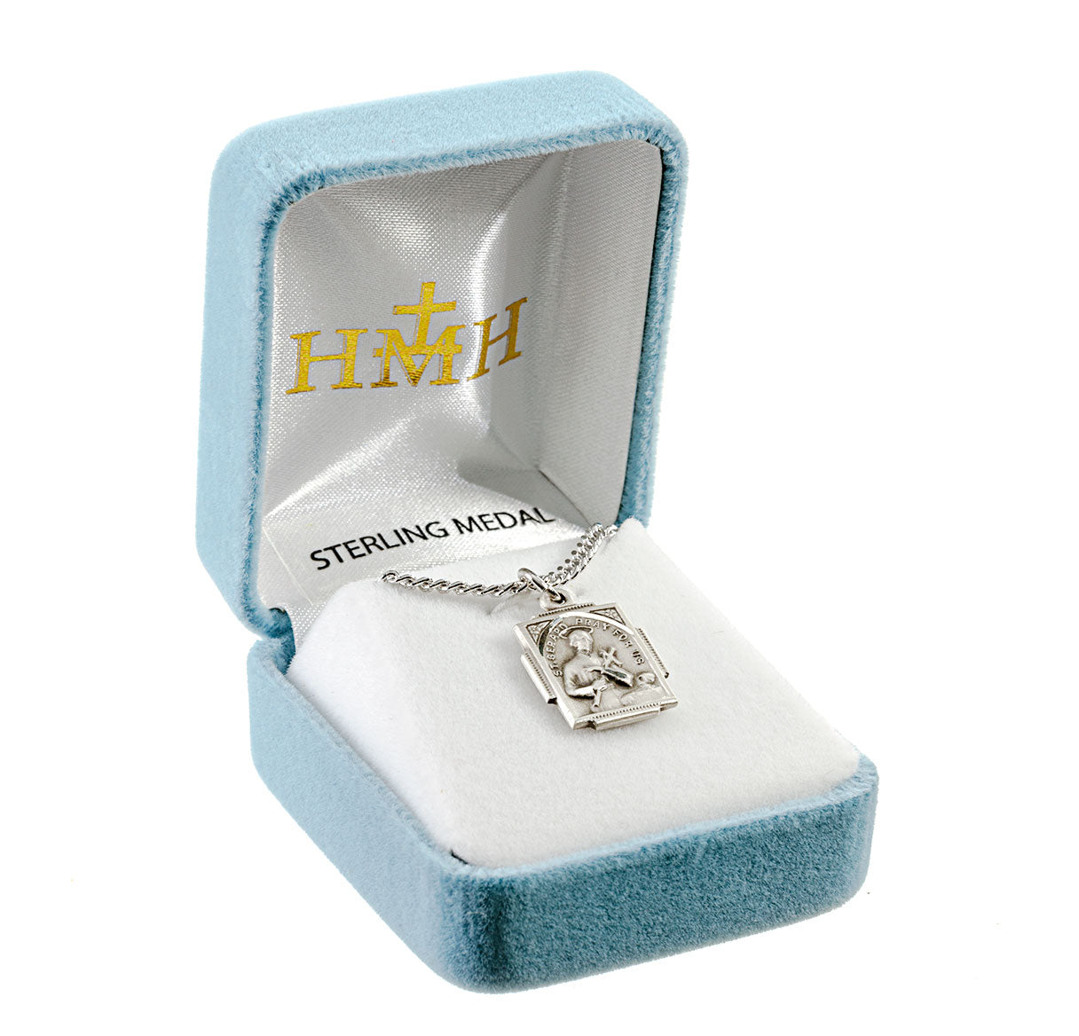 Saint Gerard Square Sterling Silver Medal Pendant with Chain | .925 Silver