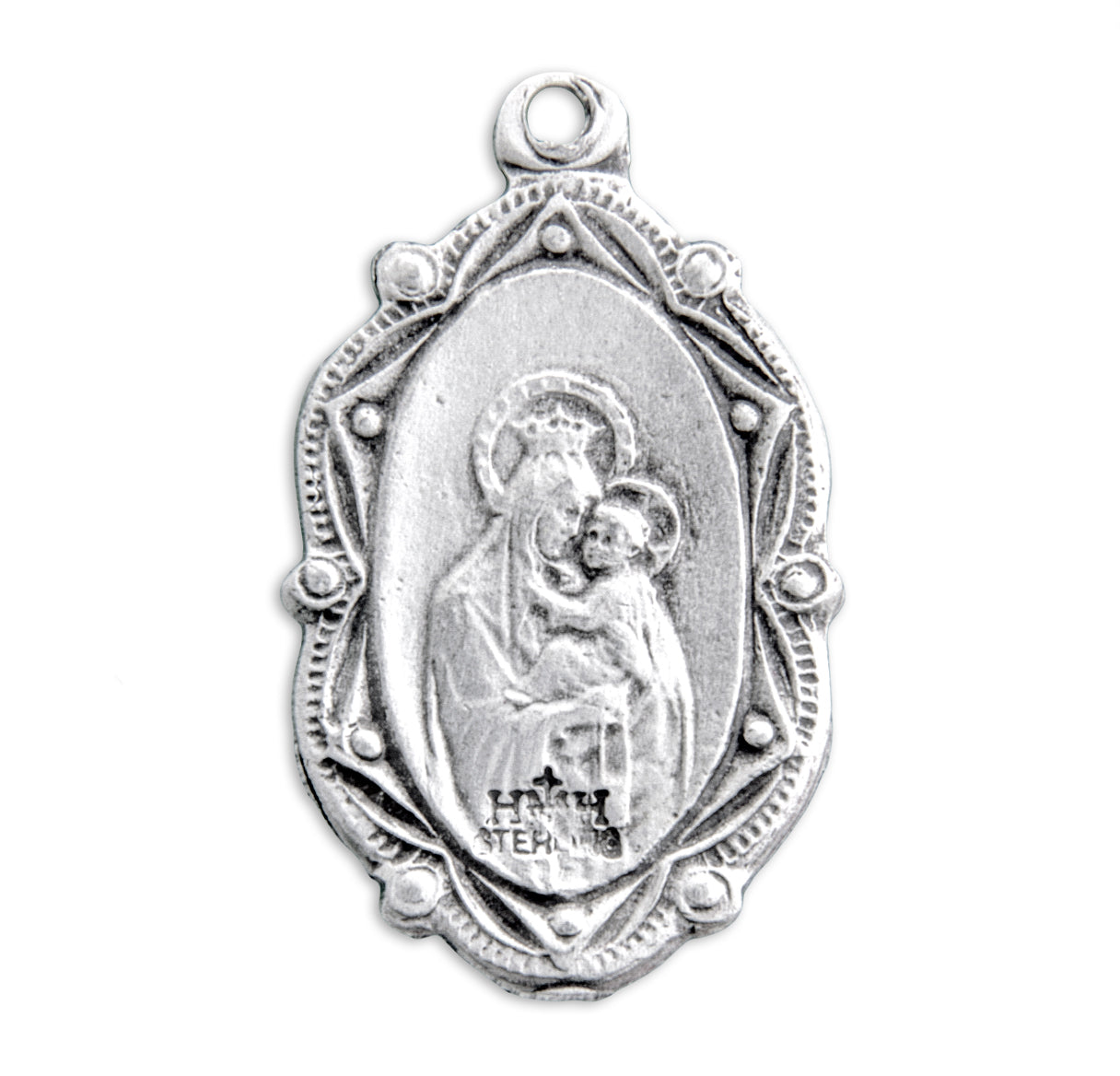 Sacred Heart of Jesus Sterling Silver Scapular Medal Pendant with Chain | .925 Silver