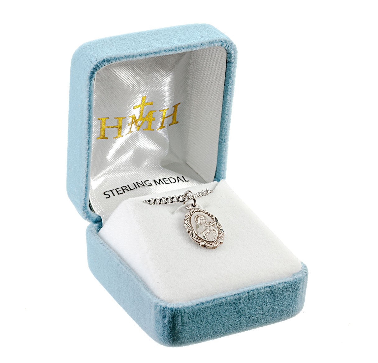 Saint Therese of Lisieux Oval Sterling Silver Medal Pendant with Chain | .925 Silver