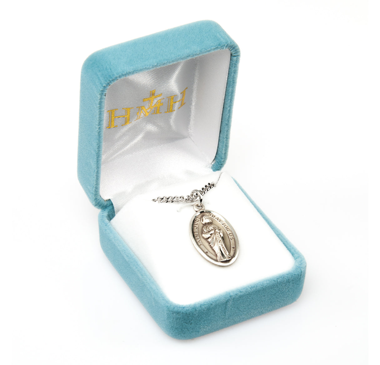 Saint Jude Oval Sterling Silver Medal Pendant with Chain | .925 Silver