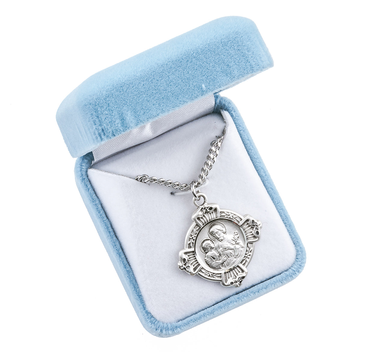 Sterling Silver St. Joseph Cross Medal Pendant with Chain | .925 Silver