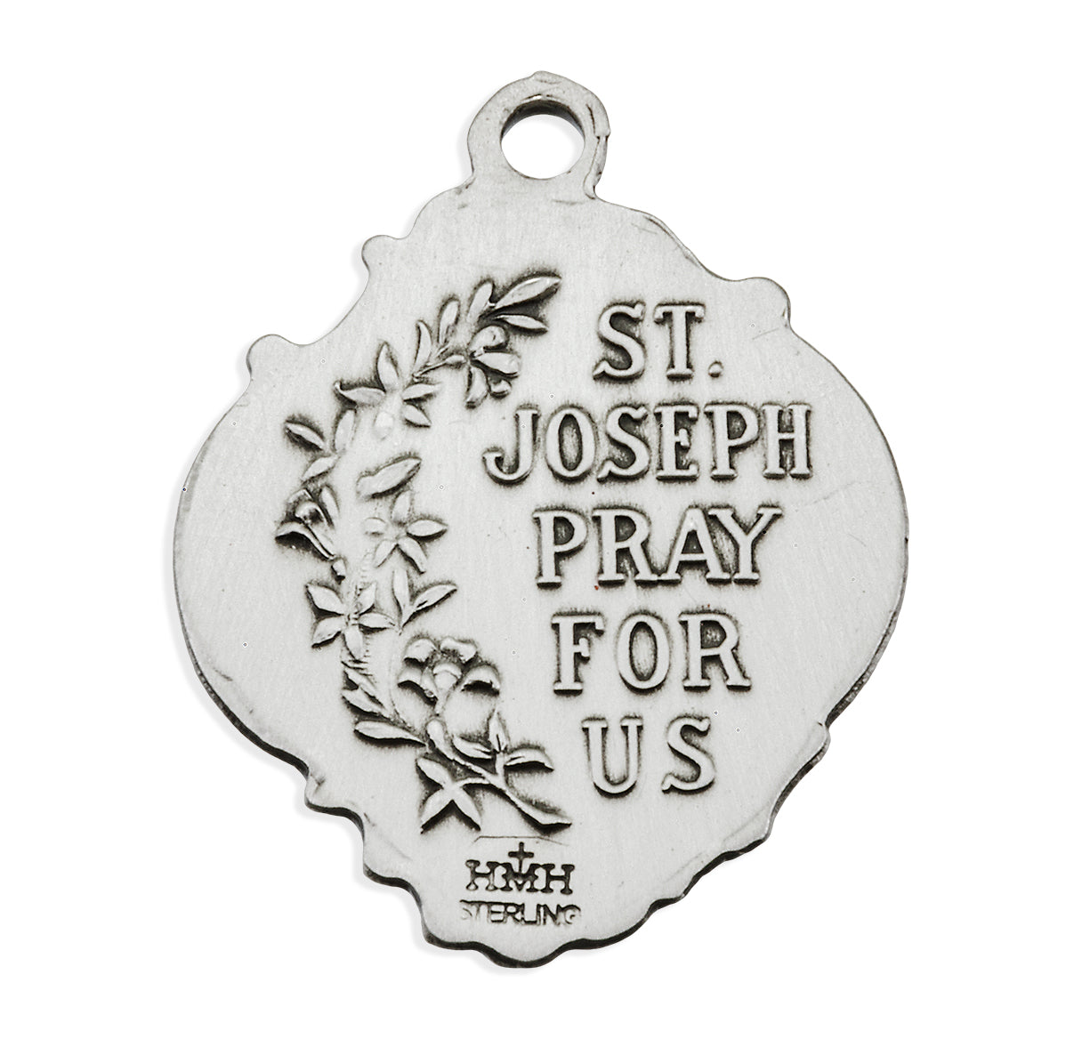 Sterling Silver St. Joseph Baroque Medal Pendant with Chain | .925 Silver