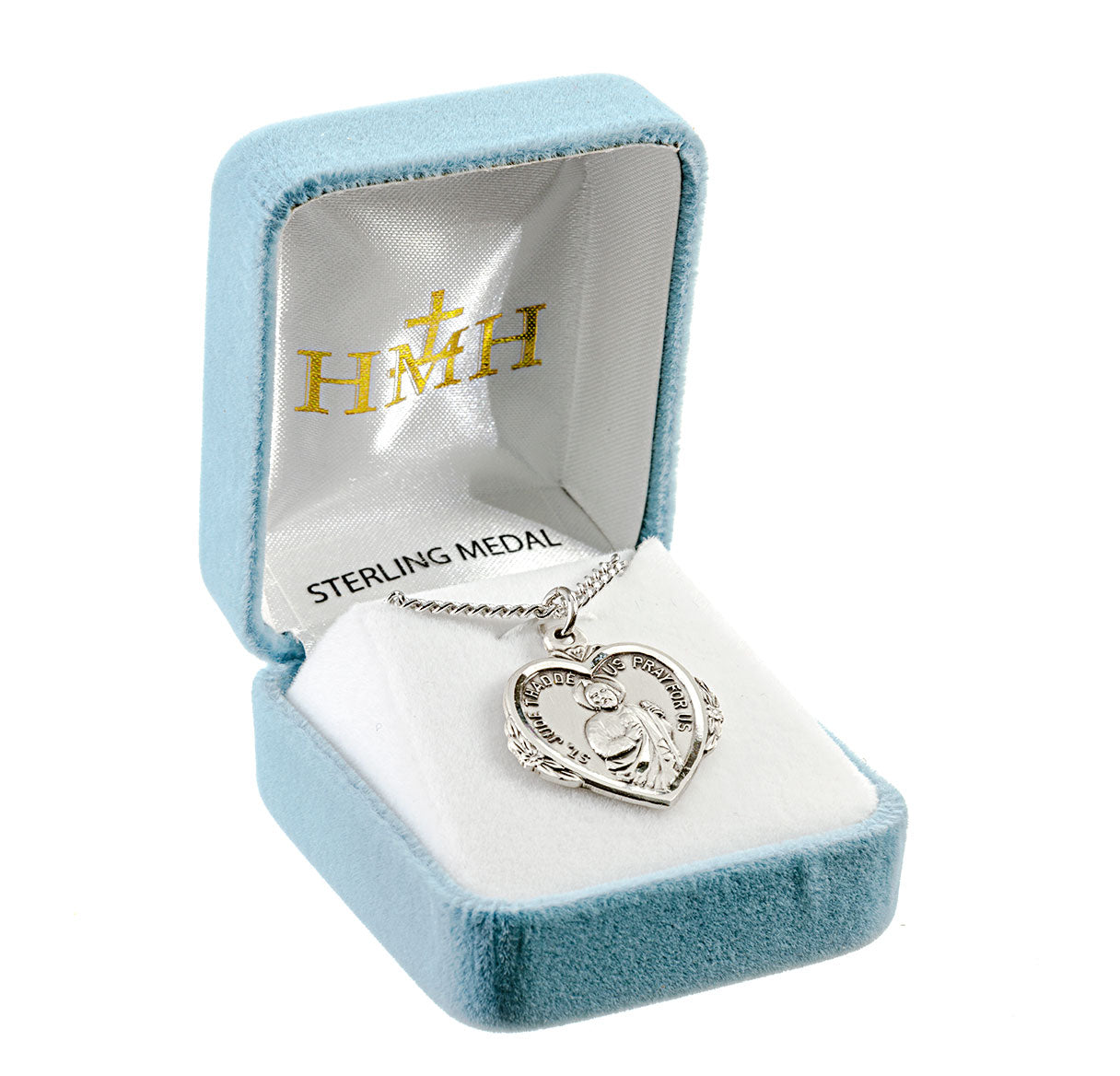 Saint Jude Heart Sterling Silver Medal Pendant with Chain | .925 Silver