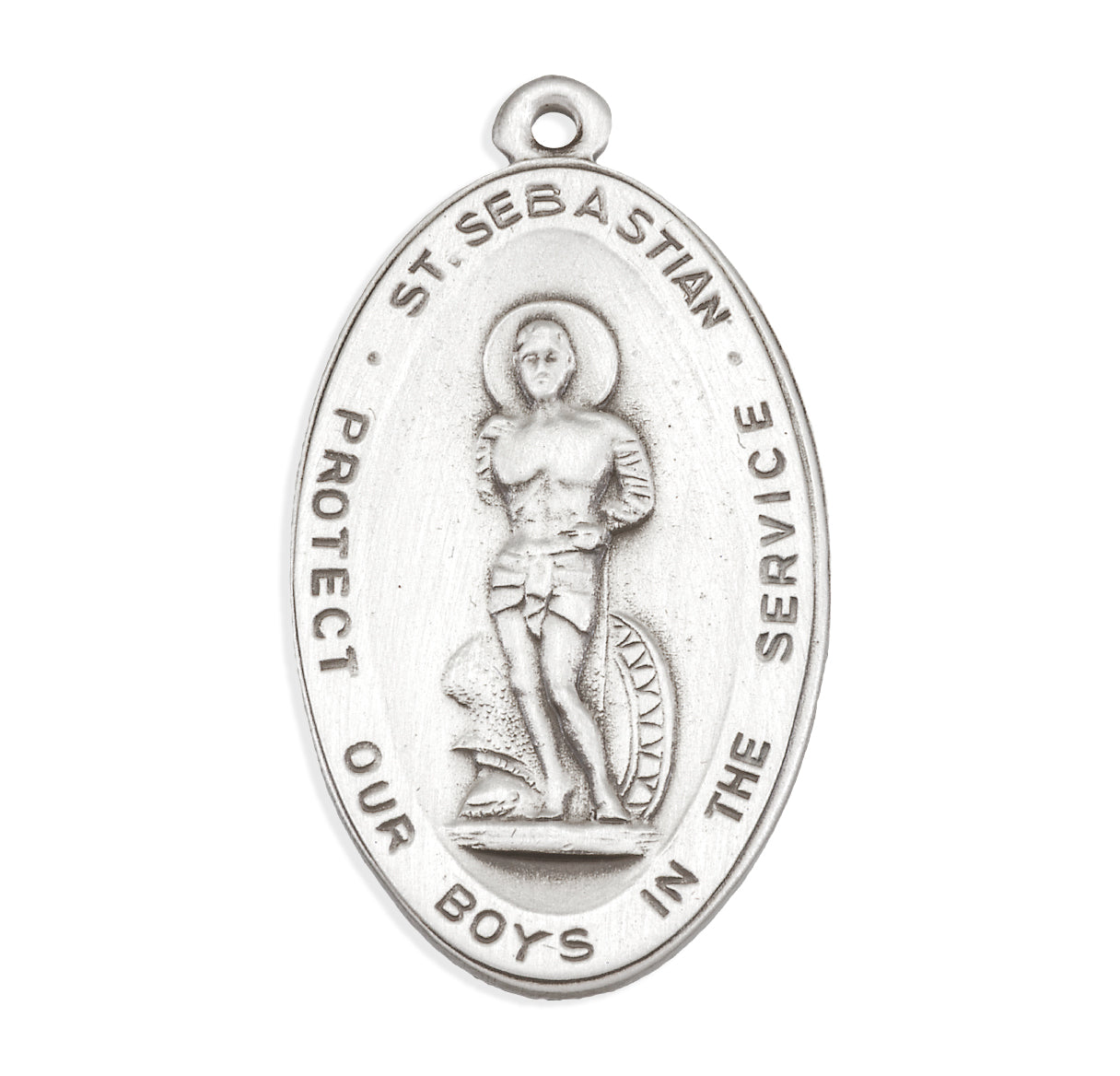 Sterling Silver St. Sebastian Protector of those in Miltary Service Medal Pendant with Chain | .925 Silver