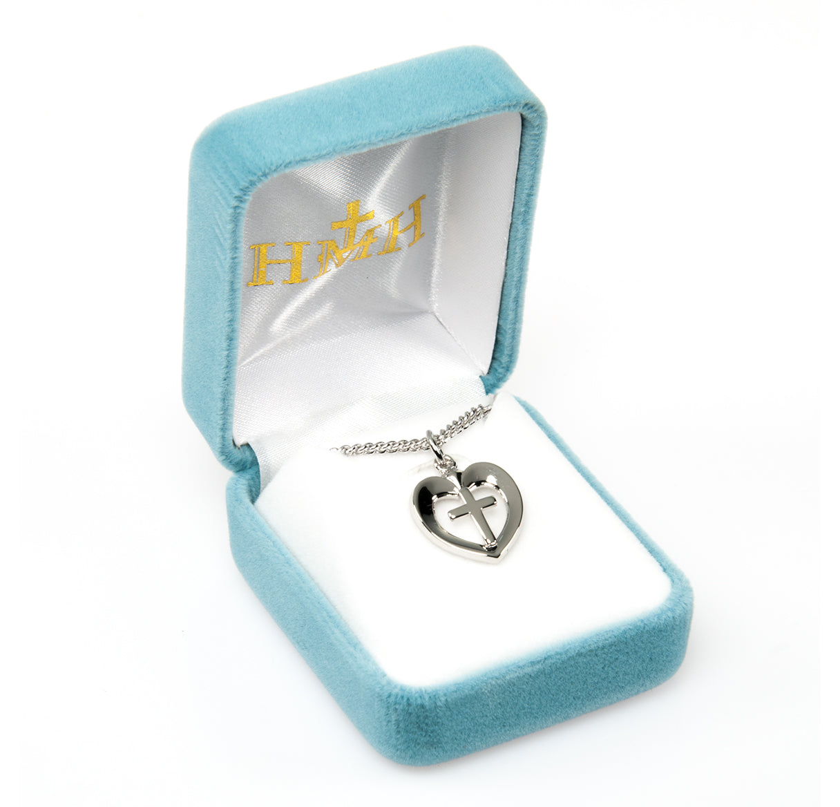 Sterling Silver Cross in an Open Heart Pendant | .925 Silver