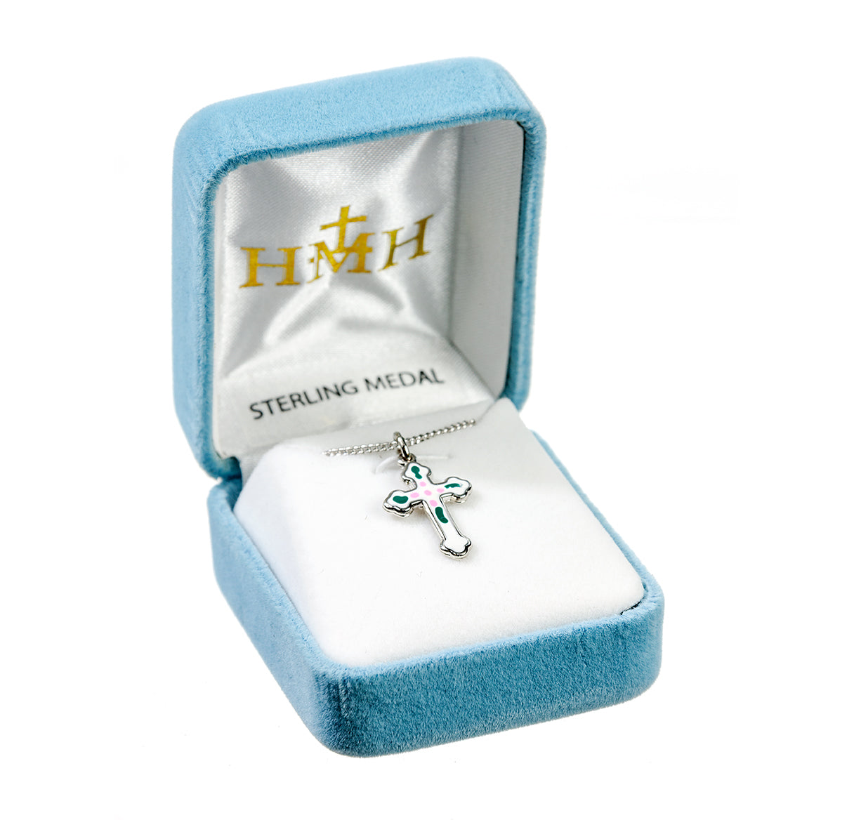 Sterling Silver White Enameled Cross Necklace | .925 Silver