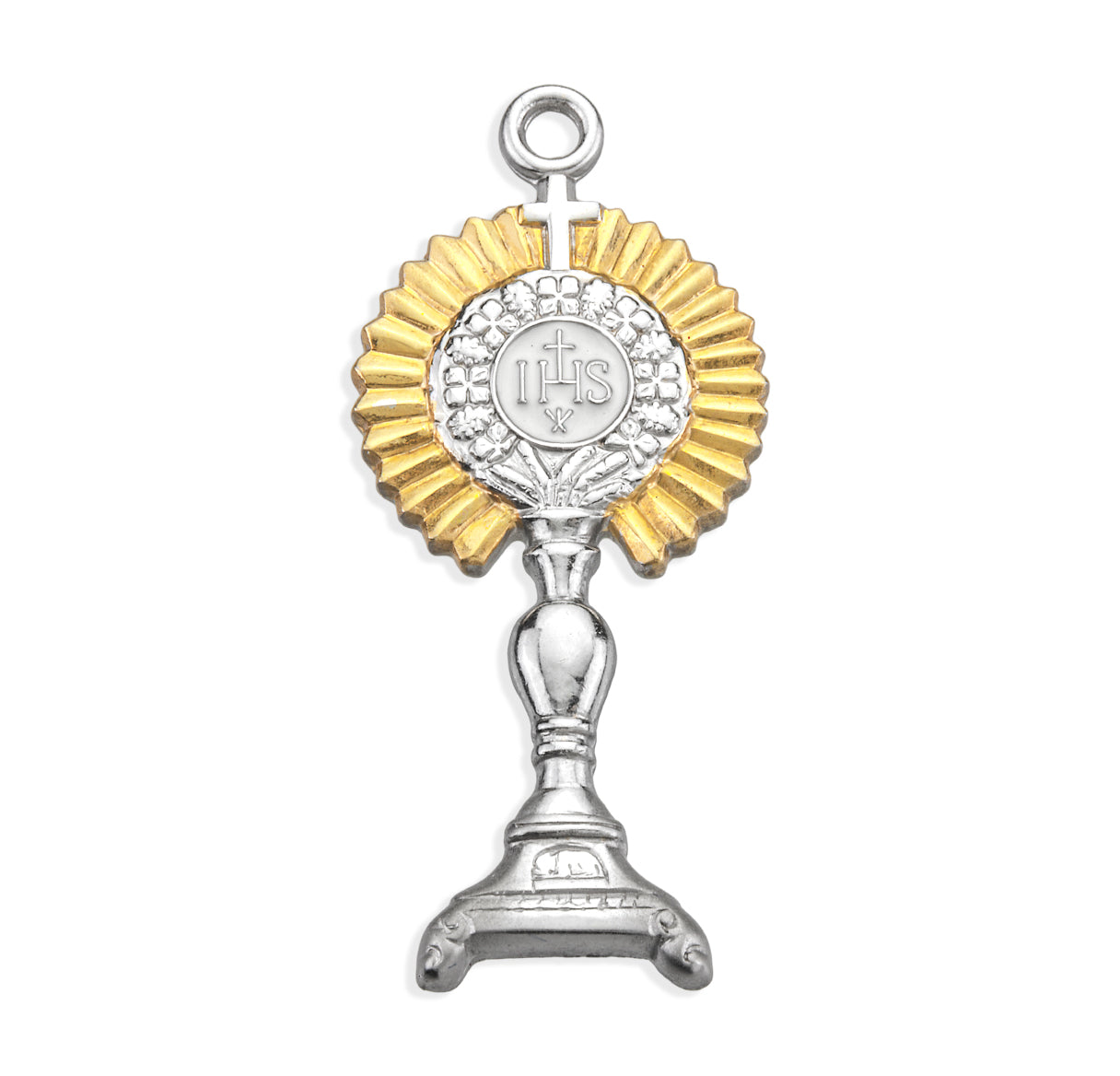 Two-tone Sterling Silver Monstrance Pendant | .925 Silver