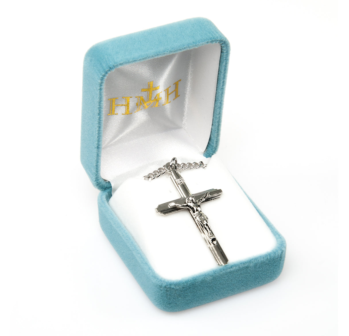 Inlayed Sterling Silver Crucifix Necklace | .925 Silver