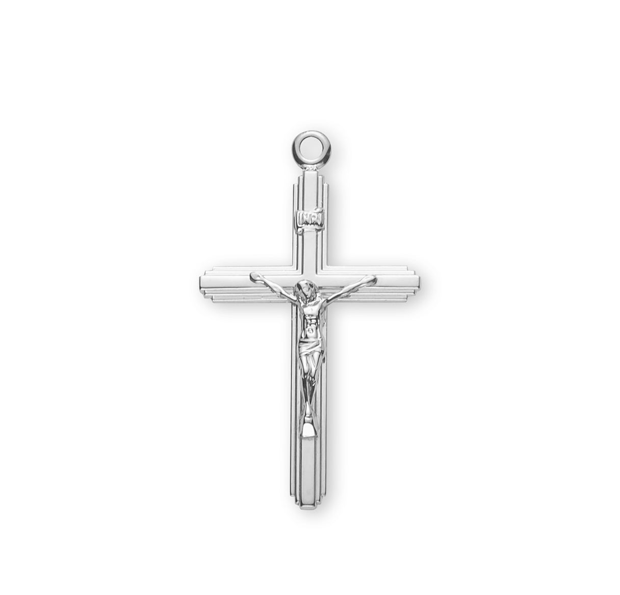 Inlayed Sterling Silver Crucifix Necklace | .925 Silver