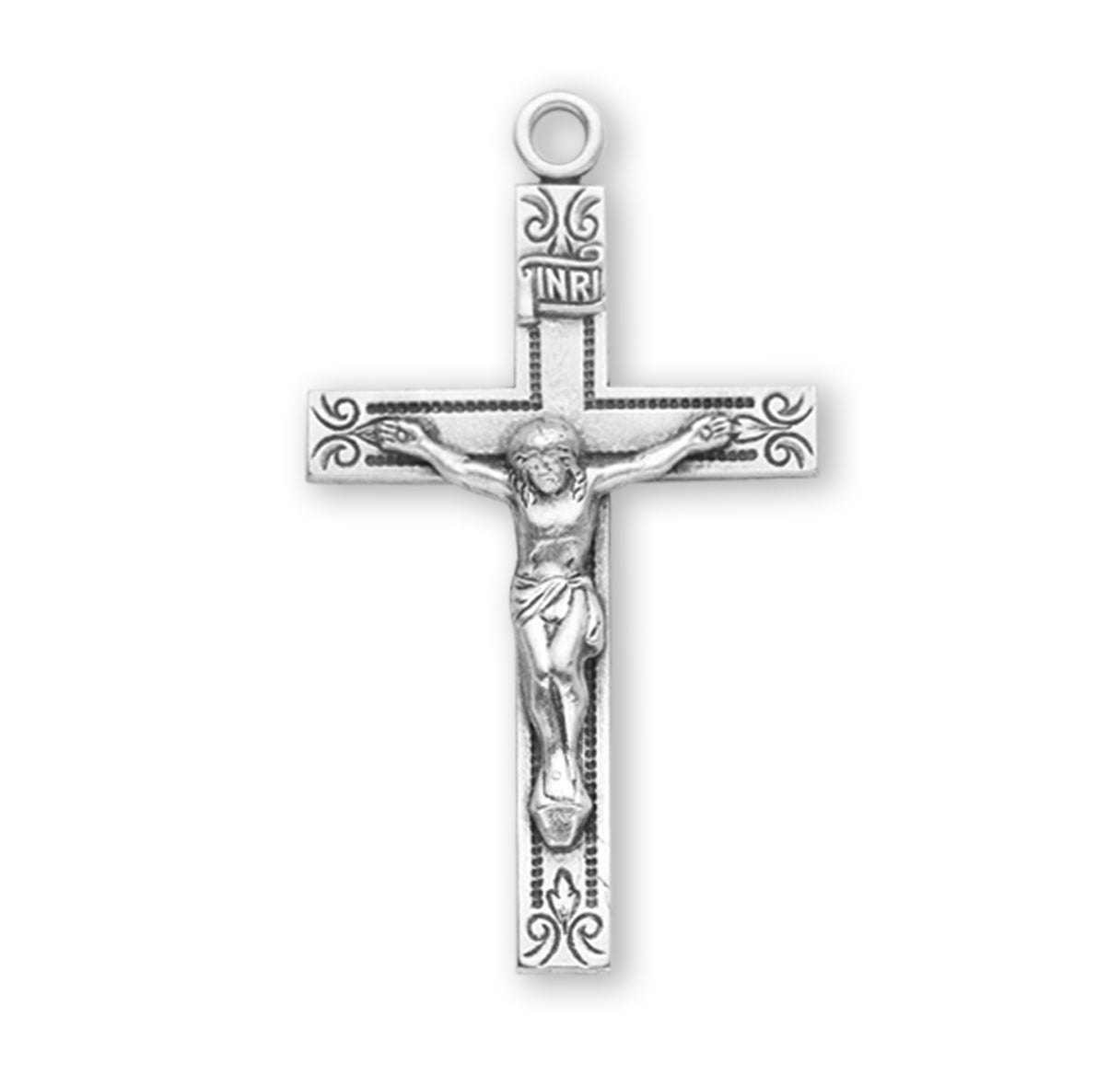 Swirl Design Sterling Silver Crucifix Necklace | .925 Silver