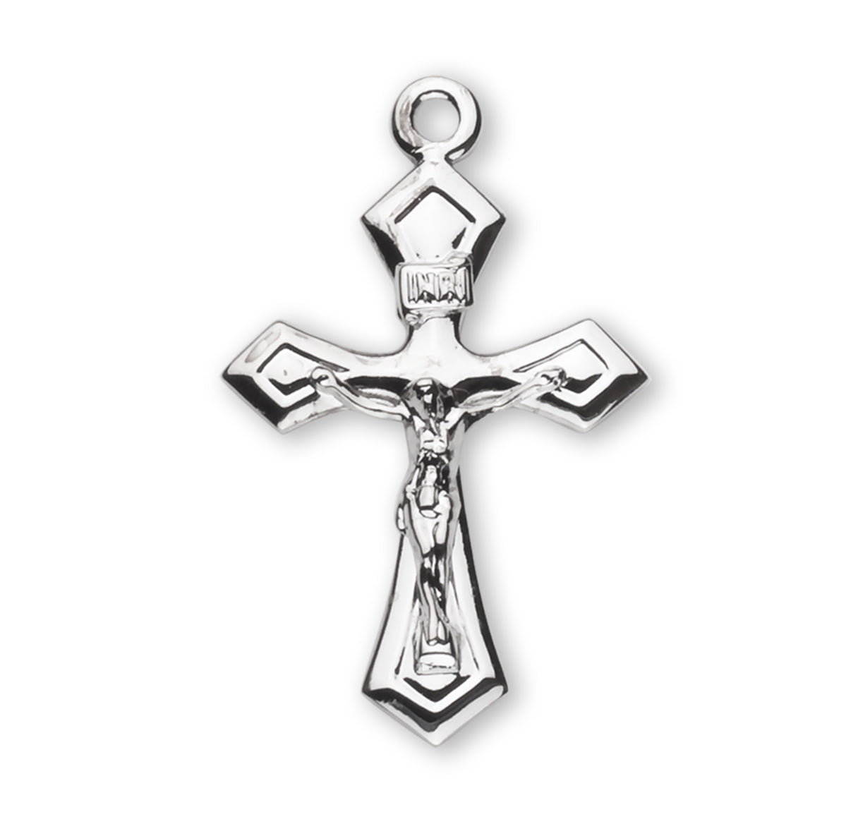 Pointed Tapered Sterling Silver Crucifix Necklace | .925 Silver
