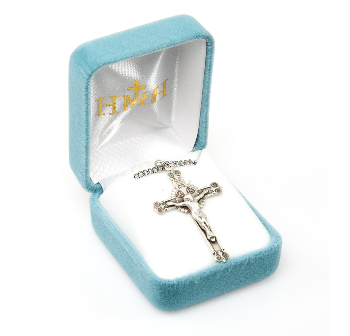 Sterling Silver Swirl Tip Crucifix Necklace | .925 Silver