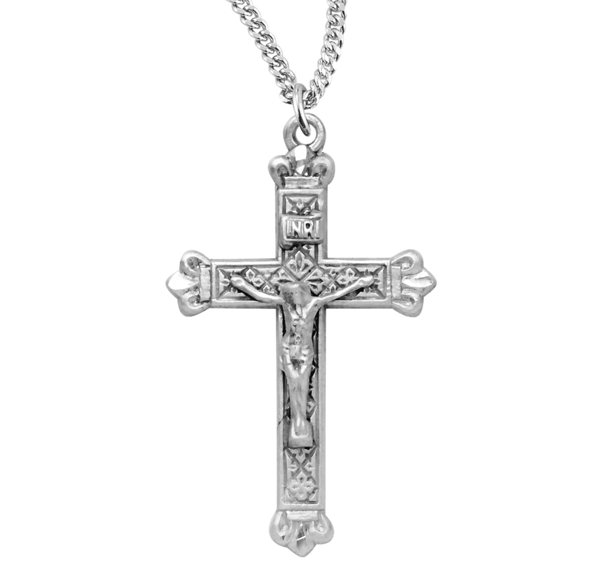 Budded Tip Sterling Silver Crucifix Necklace | .925 Silver