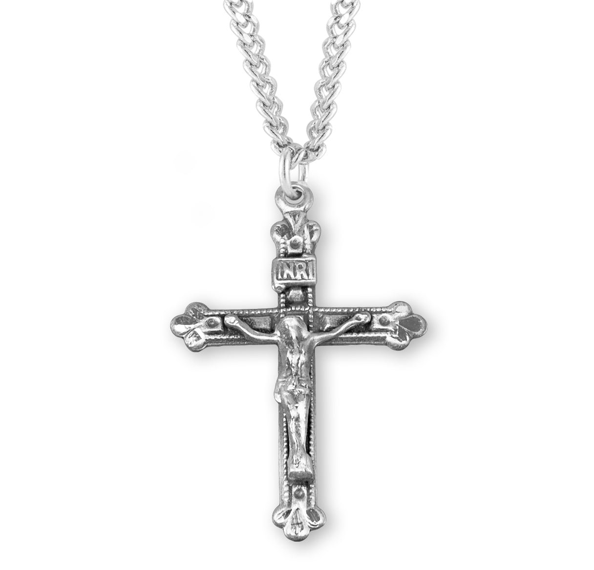 Budded Tip Sterling Silver Crucifix Necklace | .925 Silver