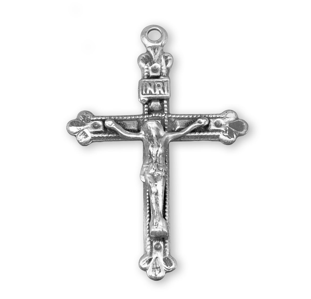 Budded Tip Sterling Silver Crucifix Necklace | .925 Silver