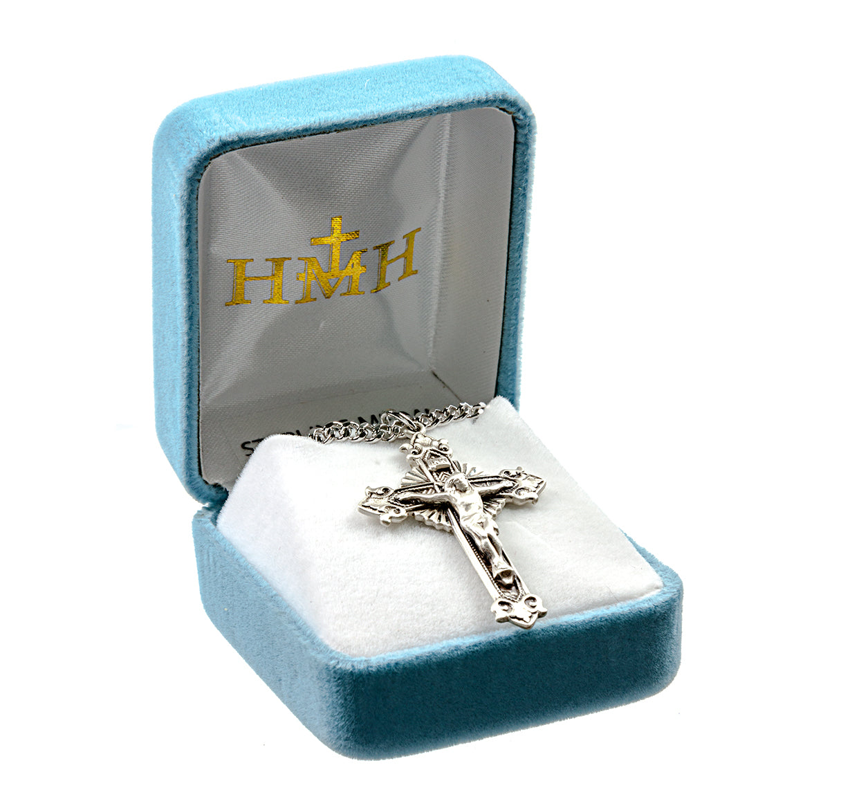 Sterling Silver Crucifix with Fancy Tips & Starburst Necklace | .925 Silver