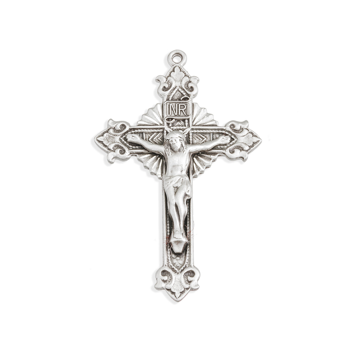 Sterling Silver Crucifix with Fancy Tips & Starburst Necklace | .925 Silver