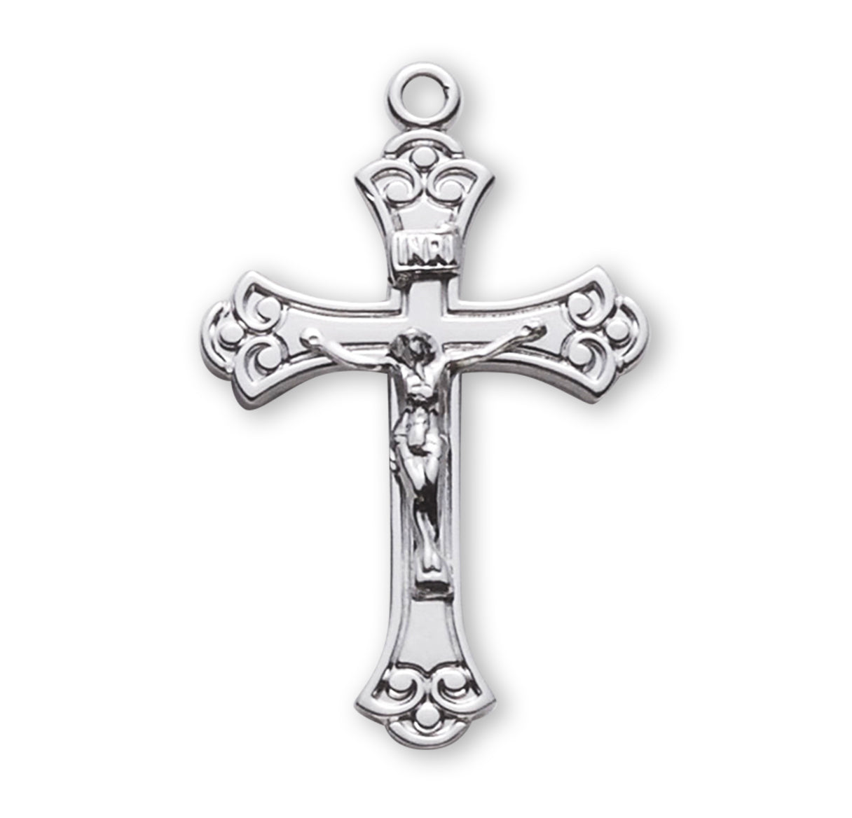 Swirled Sterling Silver Crucifix Necklace | .925 Silver