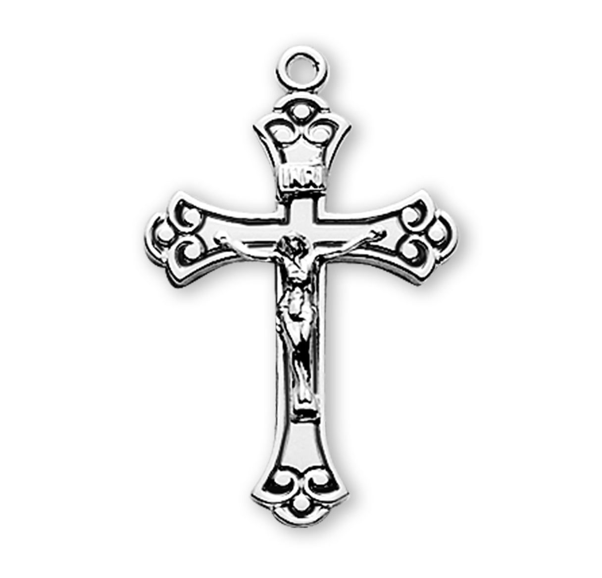 Sterling Silver Black Enameled Crucifix Necklace | .925 Silver