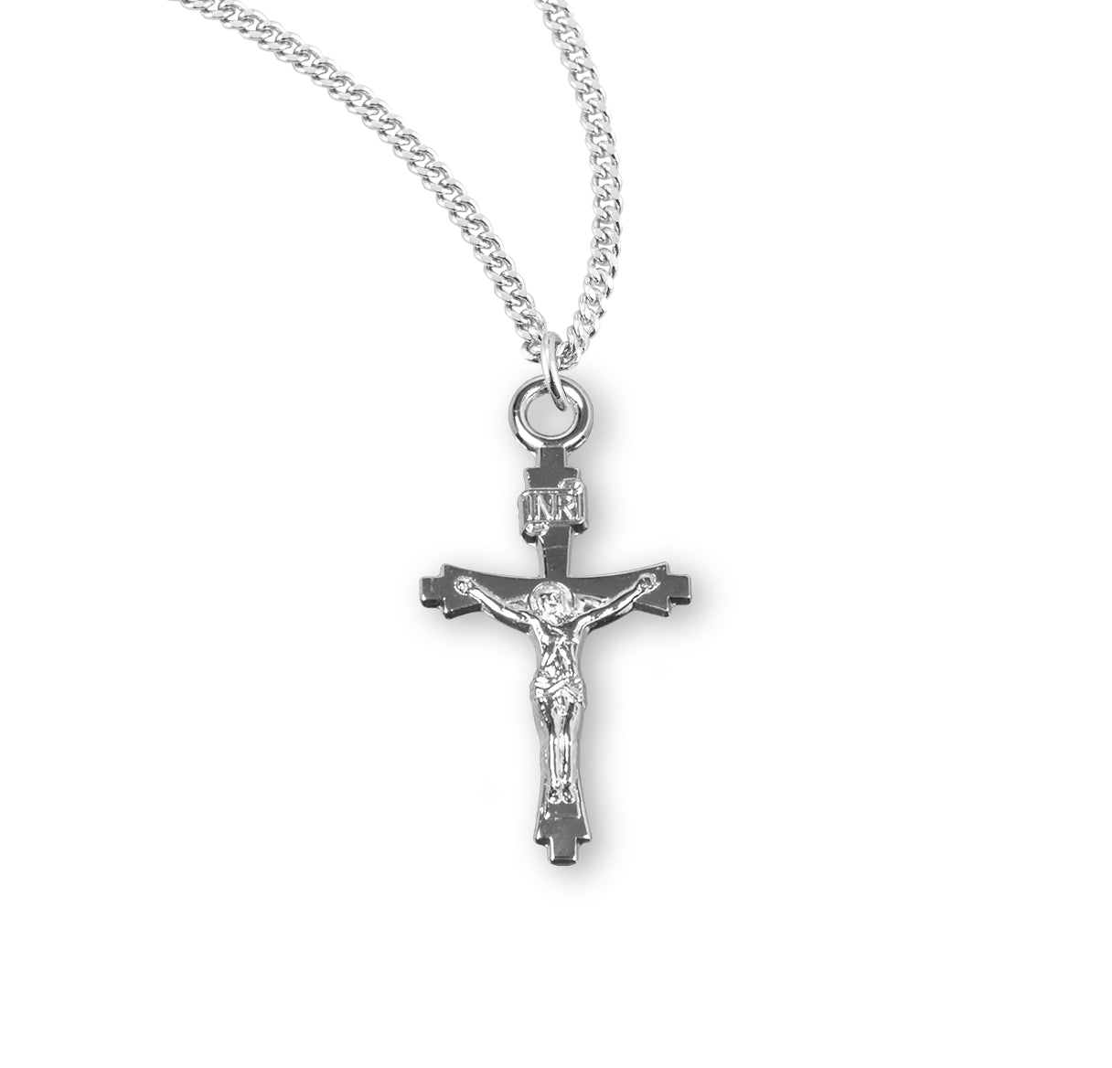 Flare Tipped Sterling Silver Crucifix Necklace | .925 Silver