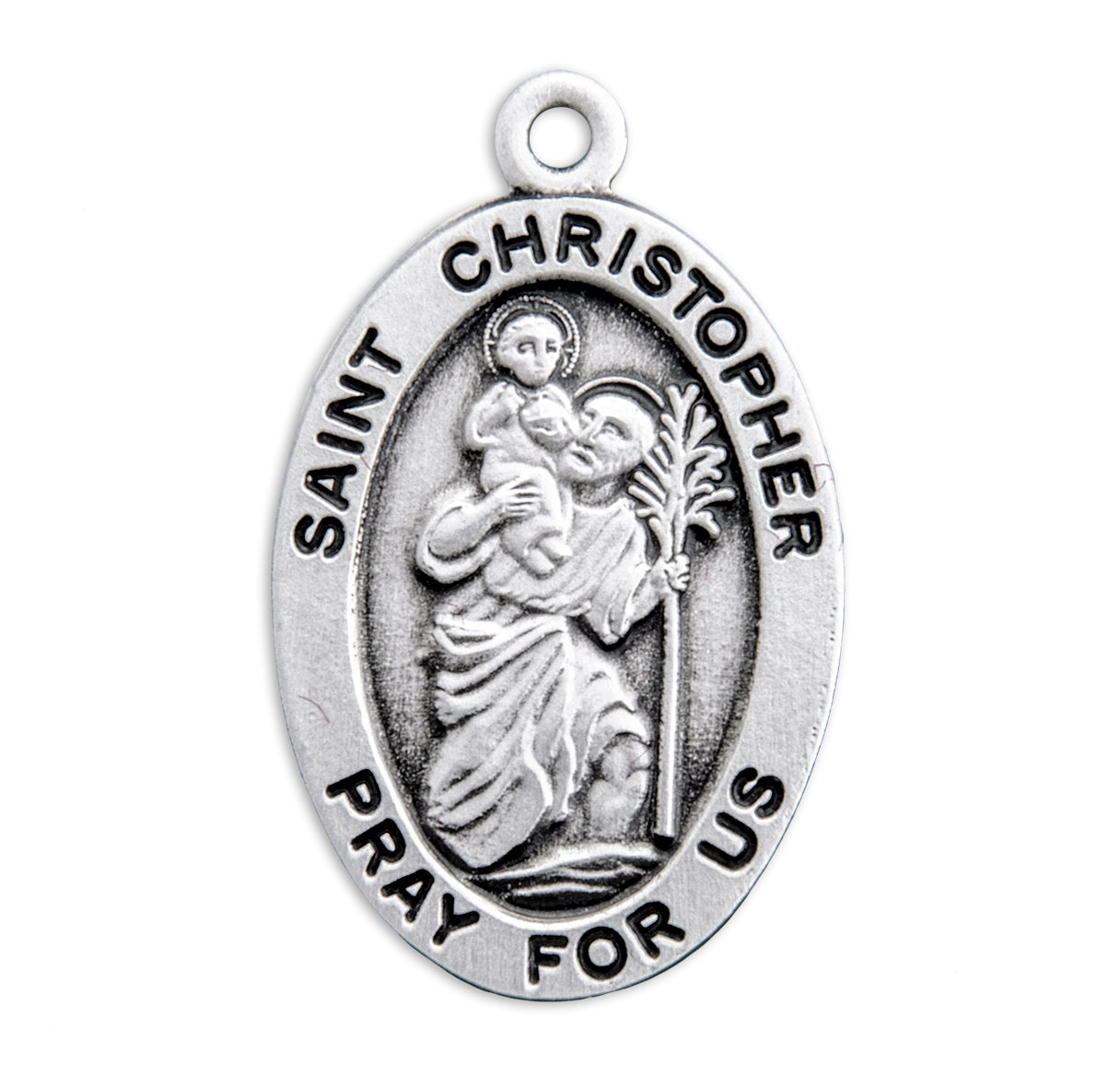 Saint Christopher Oval Sterling Silver Medal Pendant with Chain | .925 Silver