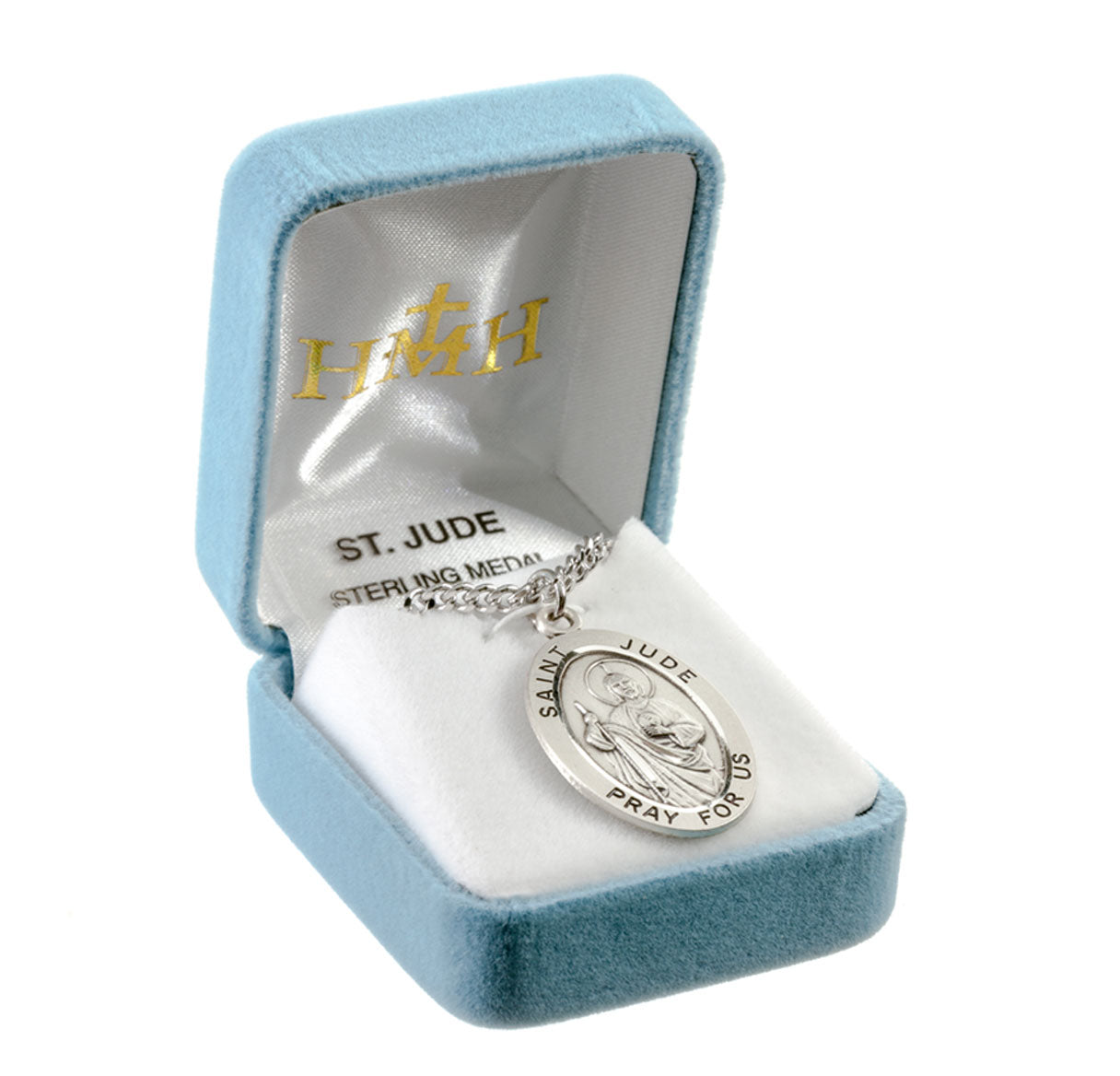 Patron Saint Jude Oval Sterling Silver Medal Pendant with Chain | .925 Silver