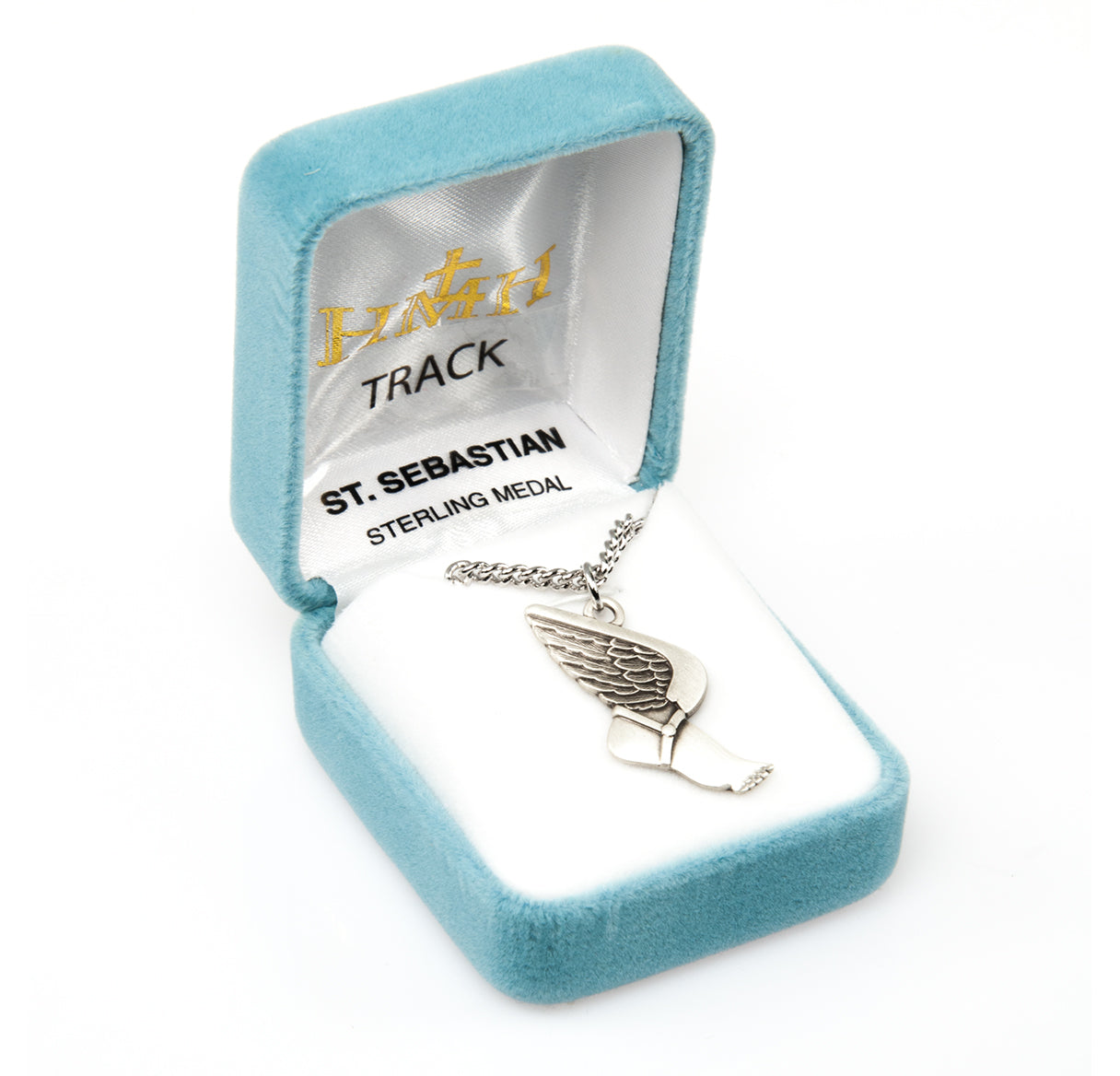 Saint Sebastian Sterling Silver Track Athlete Medal Pendant with Chain | .925 Silver