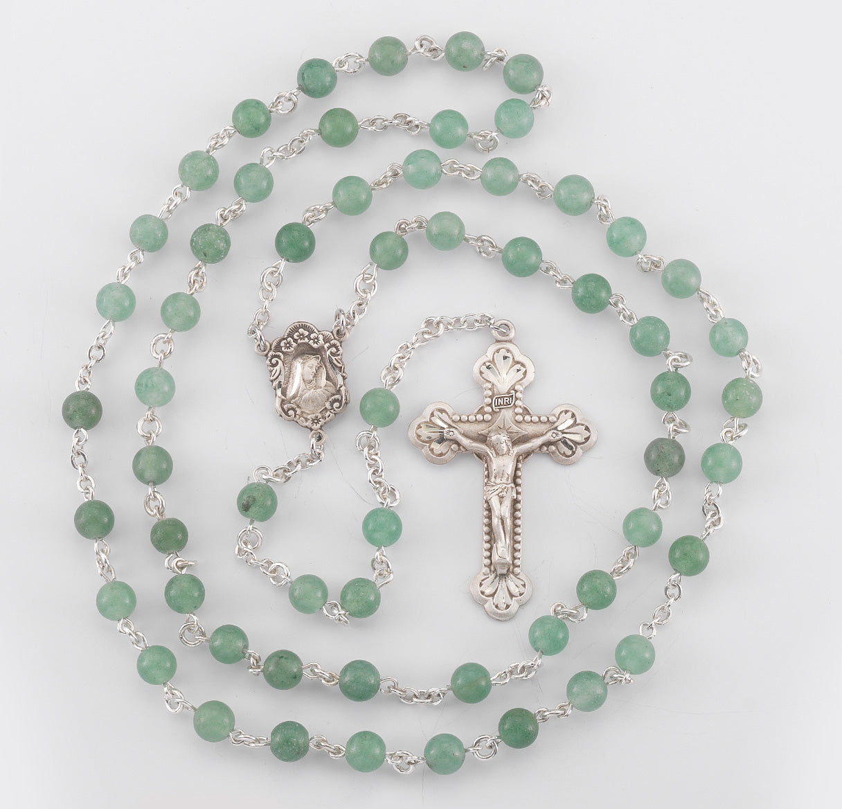 Genuine Aventurine Sterling Silver Rosary | .925 Silver