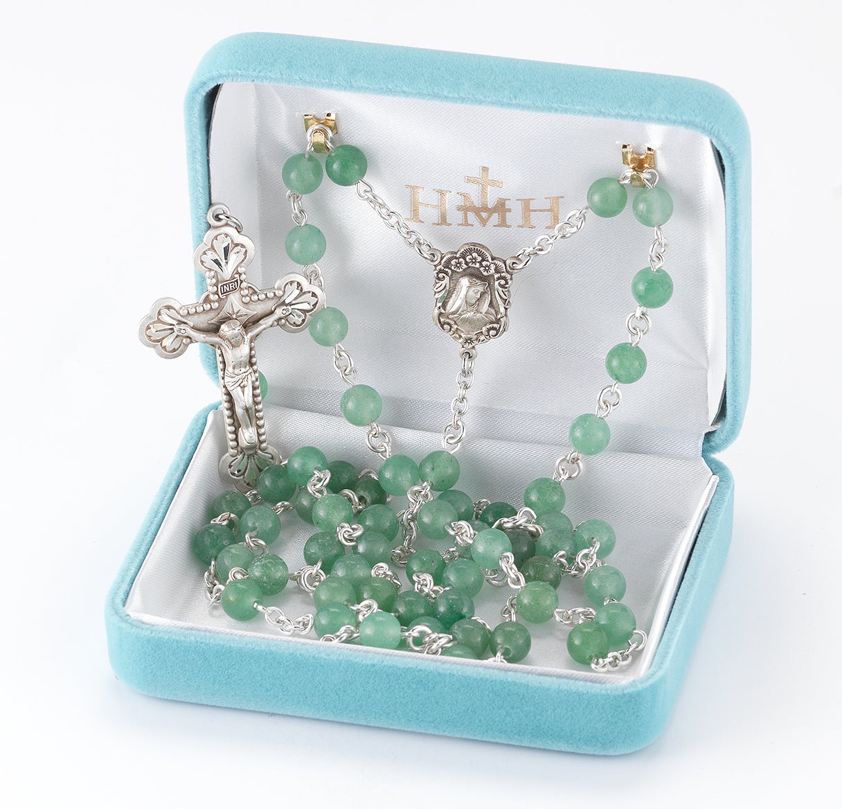 Genuine Aventurine Sterling Silver Rosary | .925 Silver