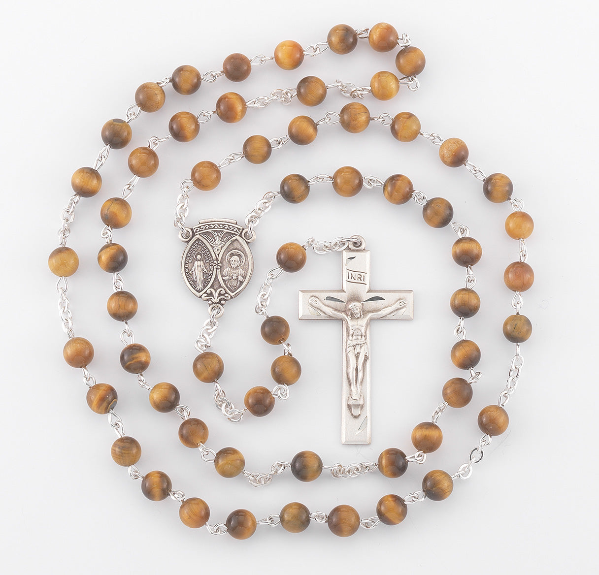 Genuine Tiger Eye Sterling Silver Rosary | .925 Silver