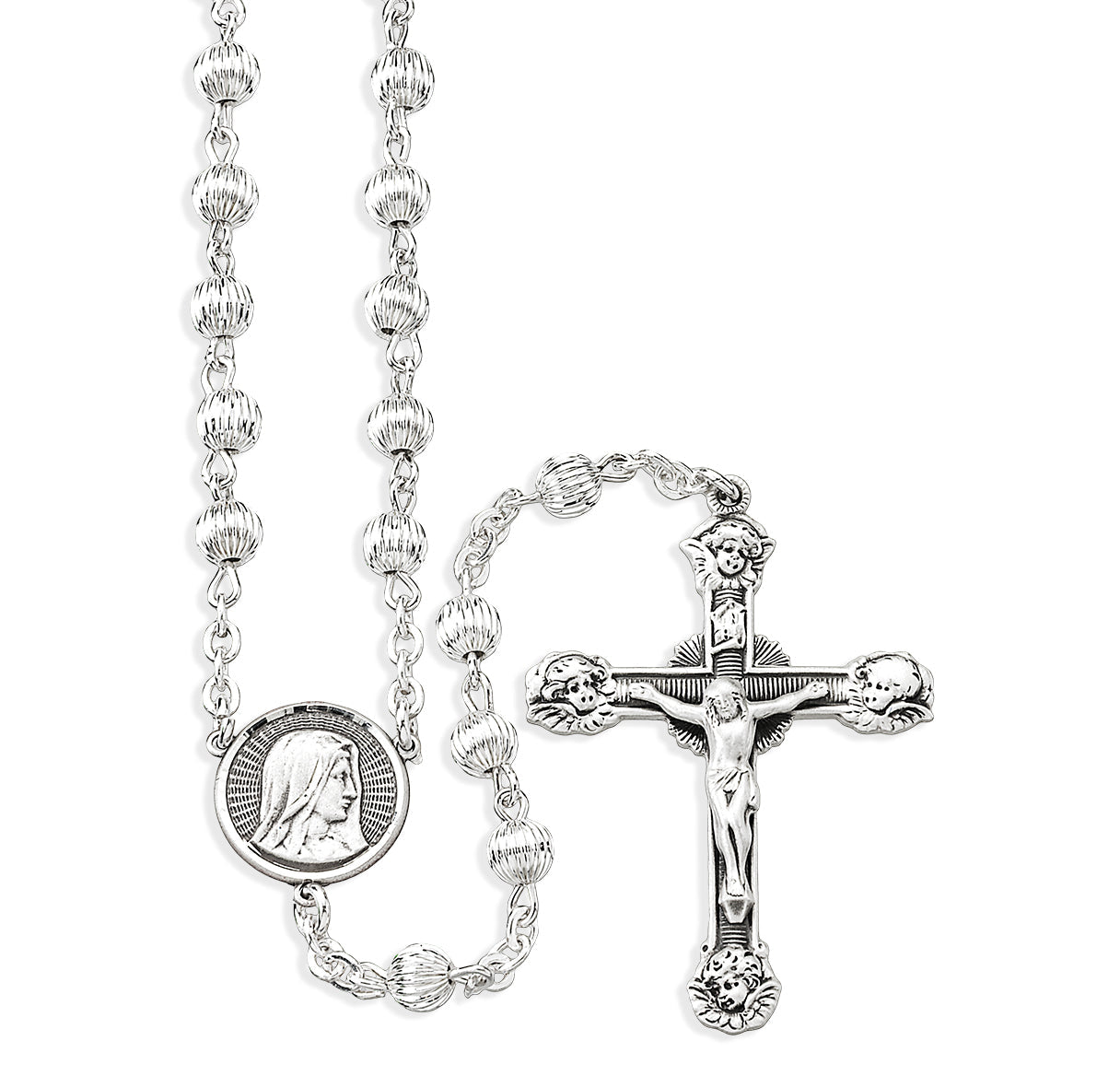 5mm Straight Corrugated Sterling Silver Rosary | .925 Silver