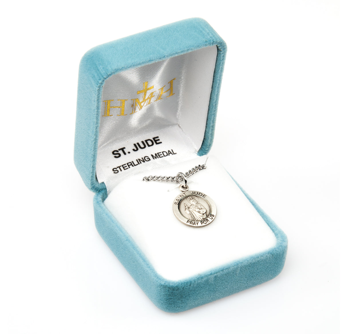 Patron Saint Jude Round Sterling Silver Medal Pendant with Chain | .925 Silver
