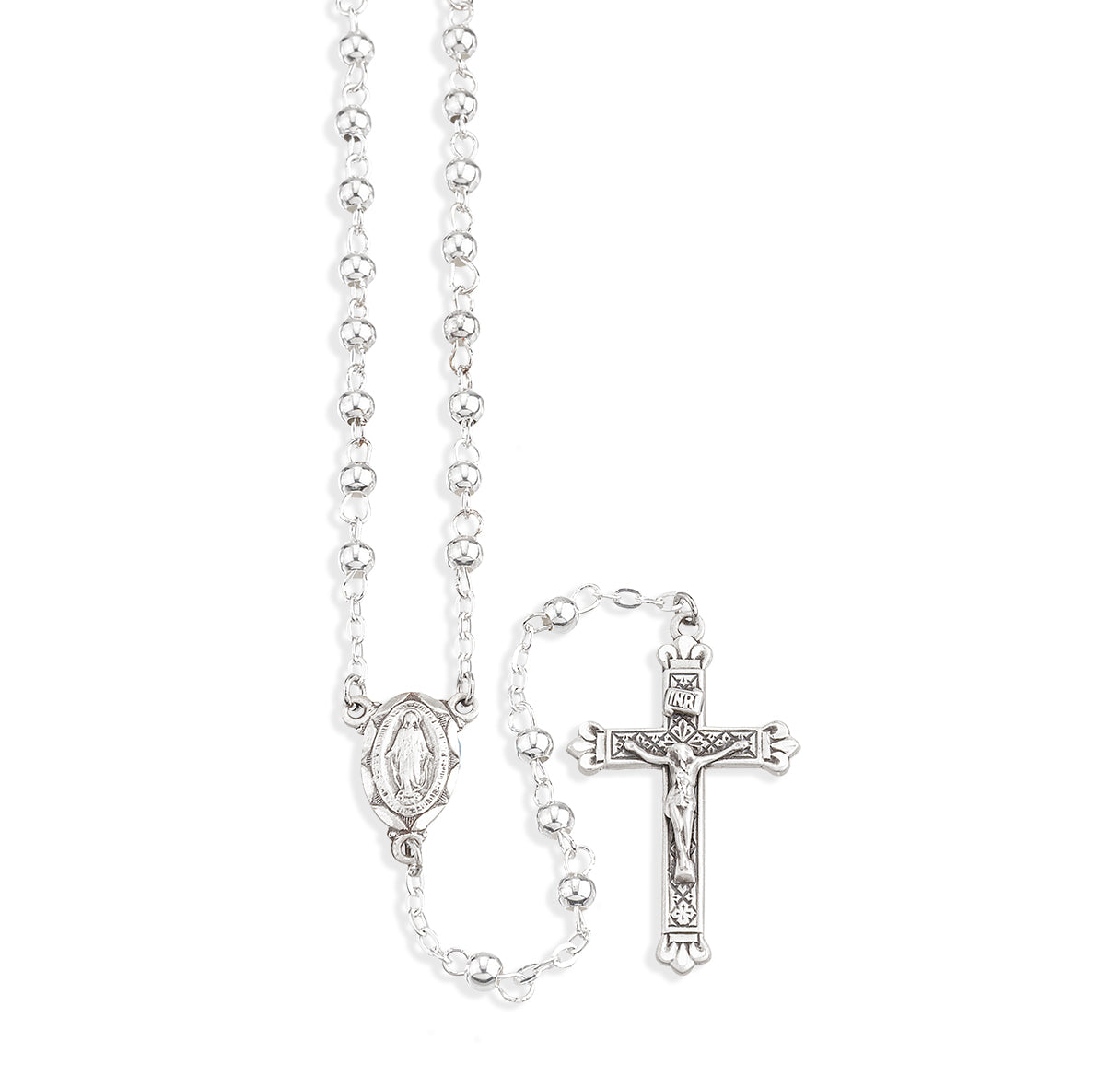 3mm High Polished Round Sterling Rosary | .925 Silver