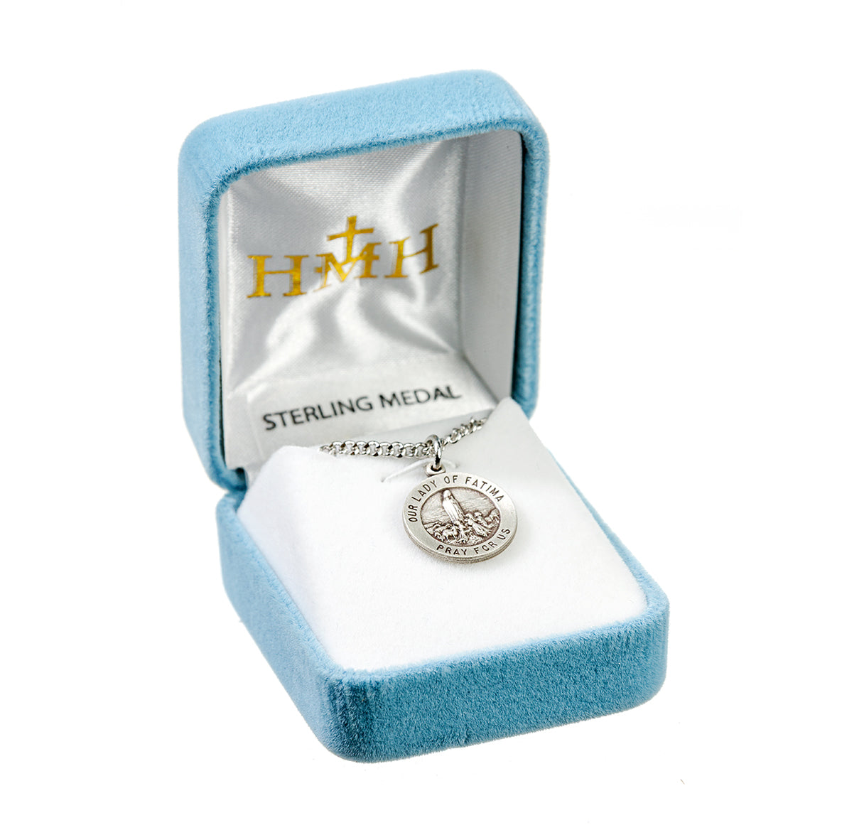 Our Lady of Fatima Round Sterling Silver Medal Pendant with Chain | .925 Silver