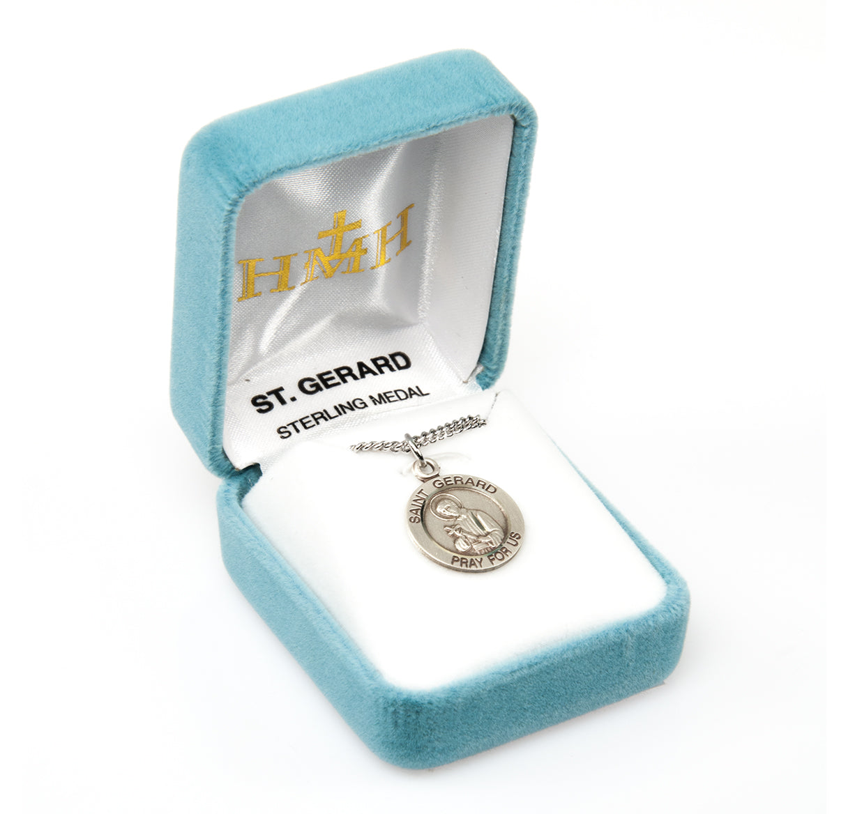Patron Saint Gerard Round Sterling Silver Medal Pendant with Chain | .925 Silver