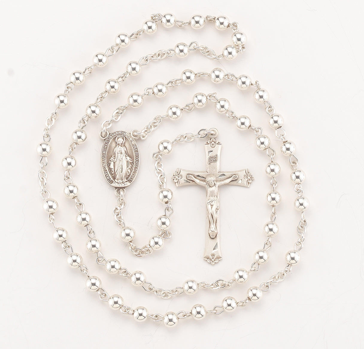 5mm High Polished Sterling Silver Rosary | .925 Silver