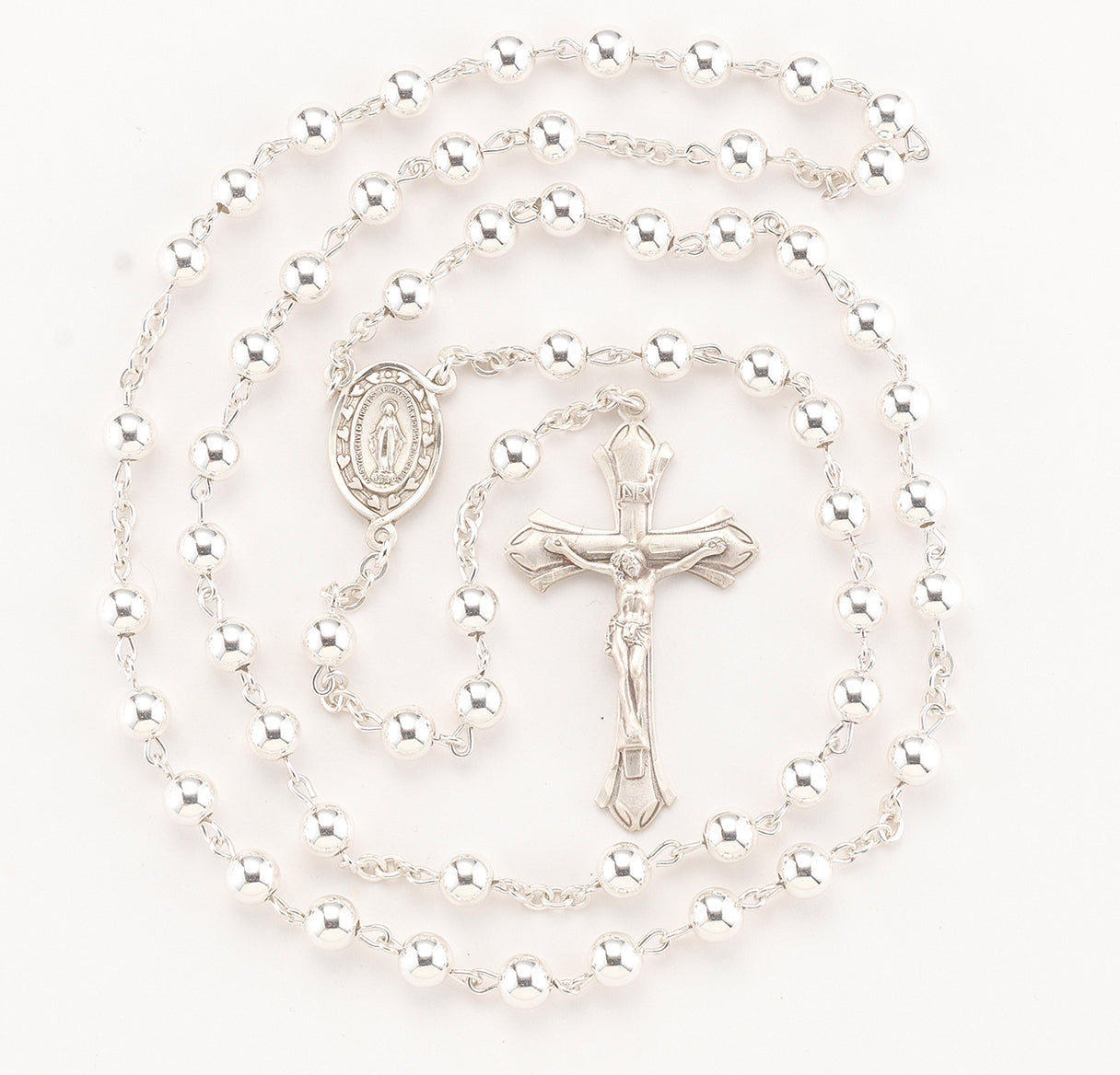 6mm High Polished Sterling Silver Rosary | .925 Silver